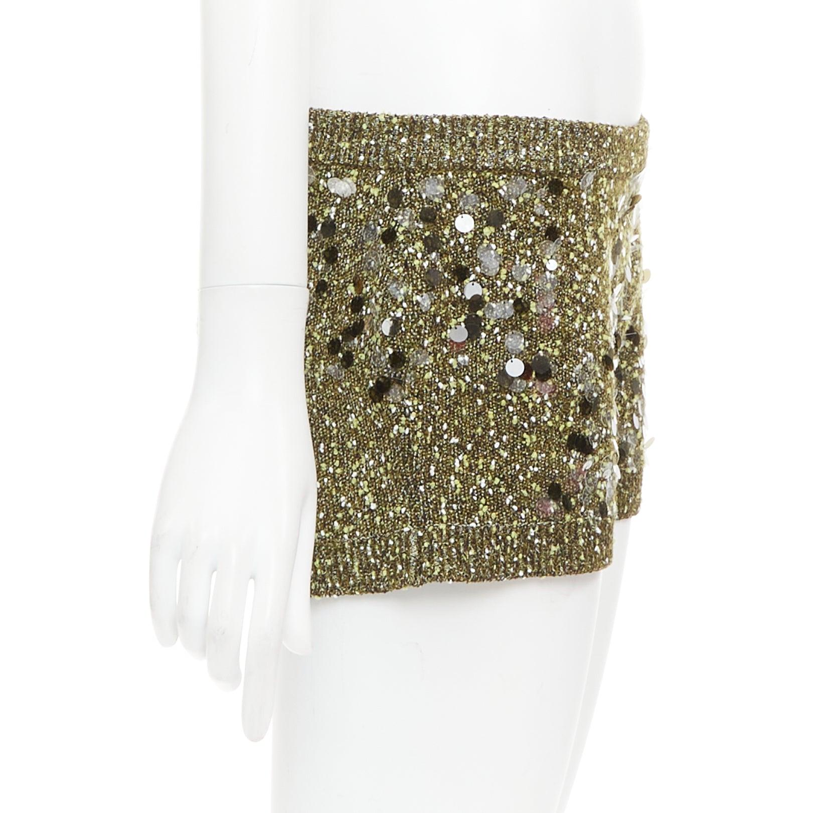 Gucci De Sarto 2024 mini shorts in maglia boucle con paillettes verdi S In condizioni ottime in vendita a Hong Kong, NT