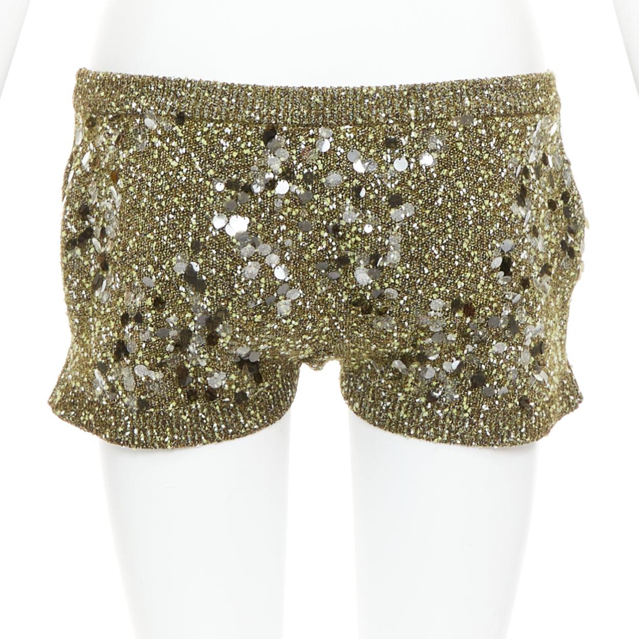 Donna Gucci De Sarto 2024 mini shorts in maglia boucle con paillettes verdi S in vendita