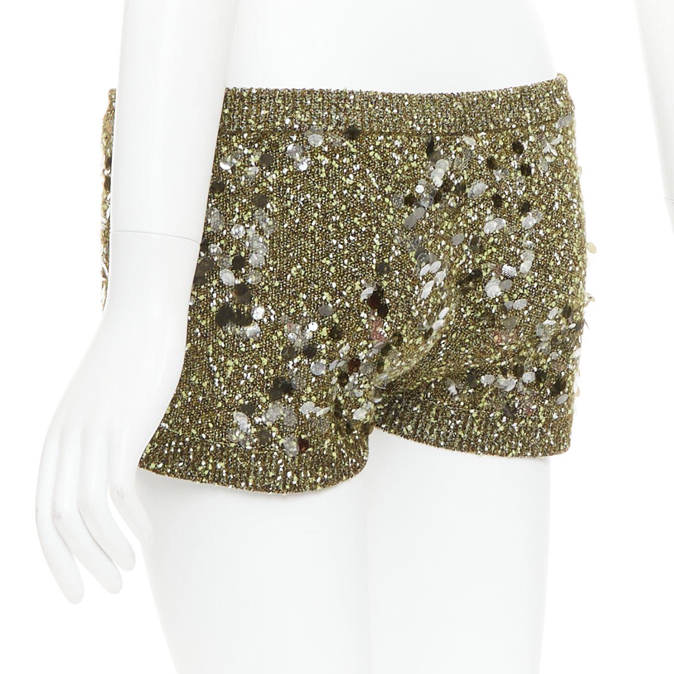 Gucci De Sarto 2024 mini shorts in maglia boucle con paillettes verdi S in vendita 1