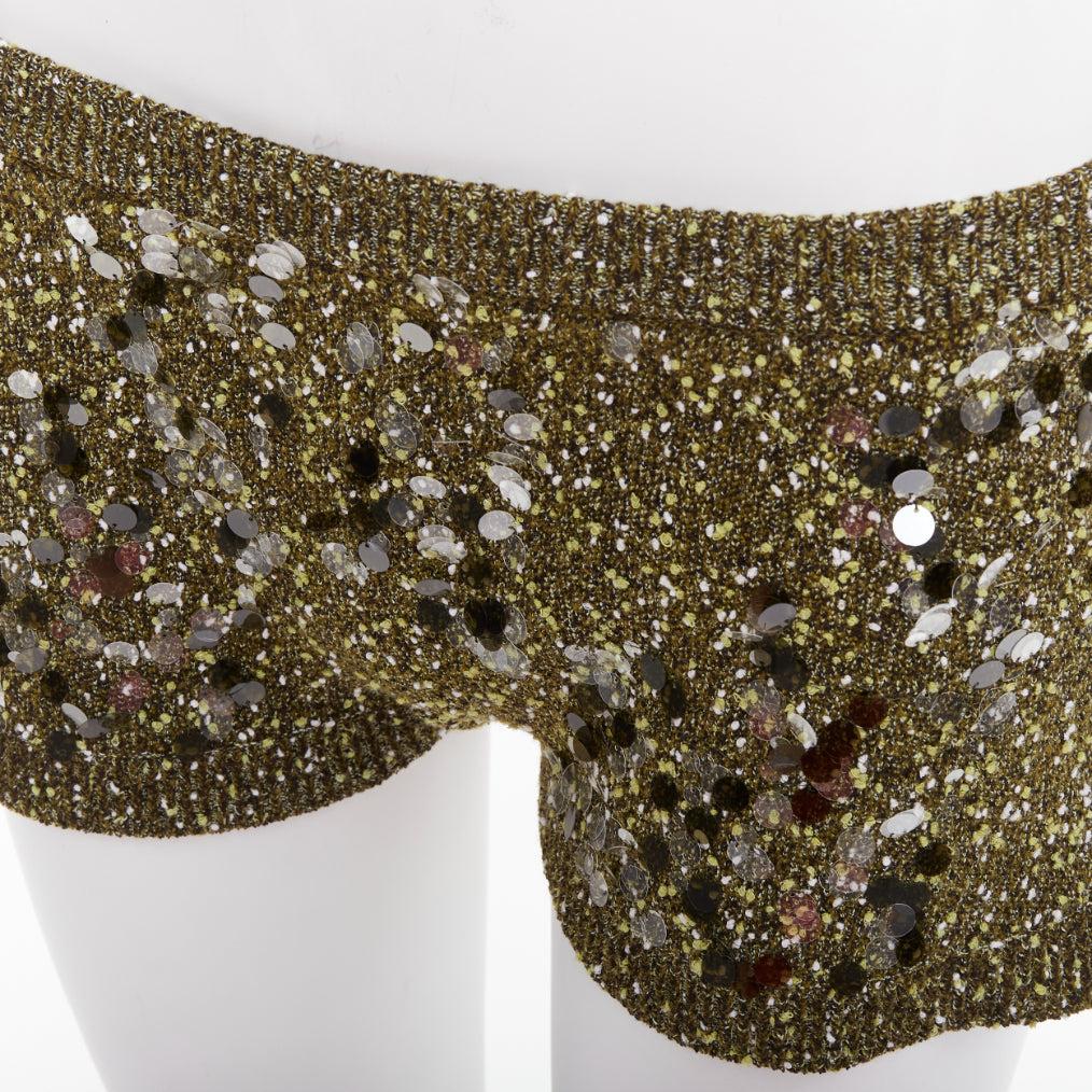 Gucci De Sarto 2024 mini shorts in maglia boucle con paillettes verdi S in vendita 2