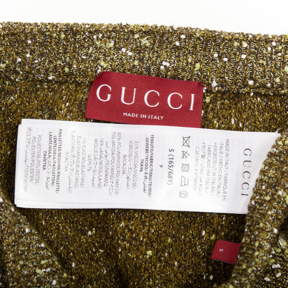 Gucci De Sarto 2024 mini shorts in maglia boucle con paillettes verdi S in vendita 3