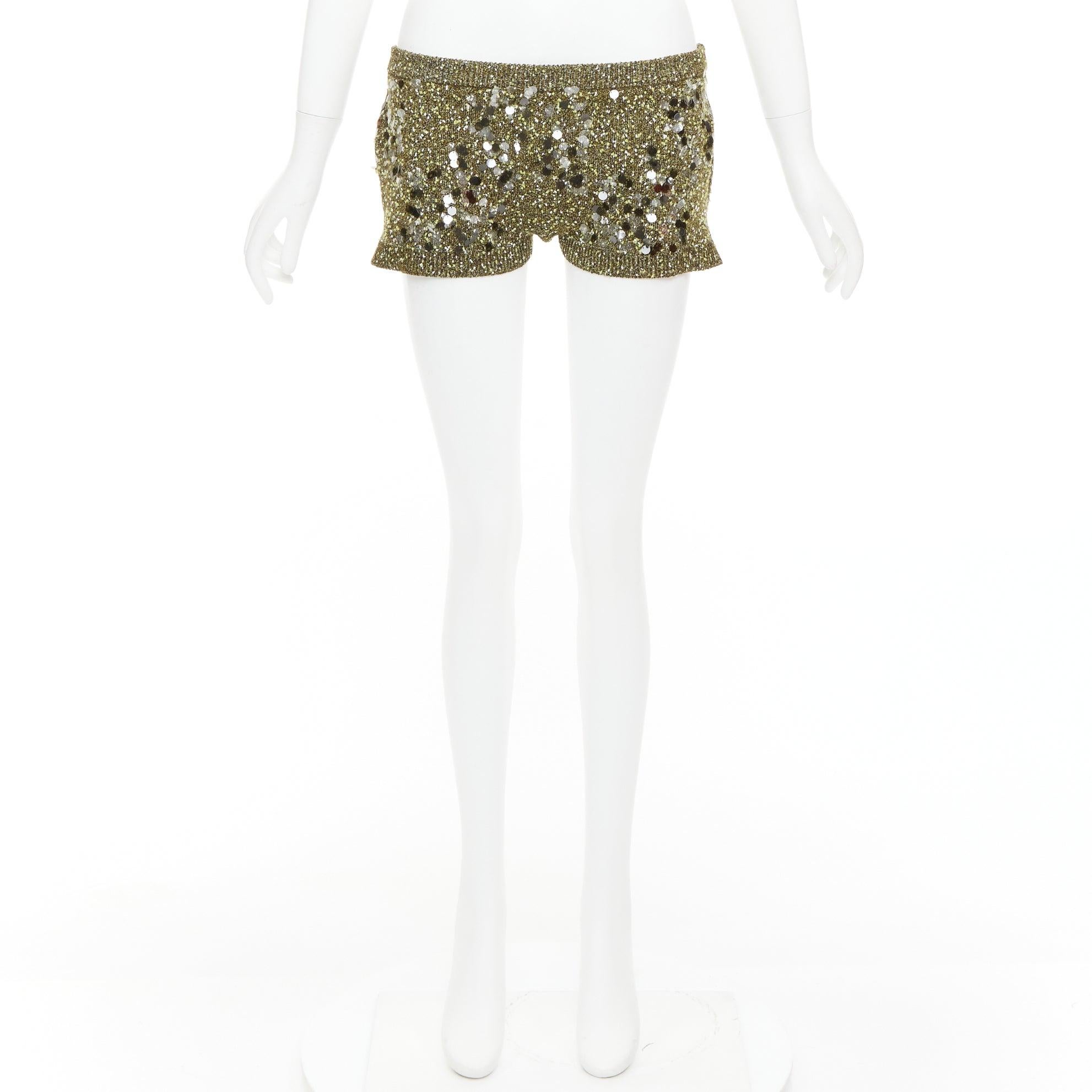 Gucci De Sarto 2024 mini shorts in maglia boucle con paillettes verdi S in vendita 4
