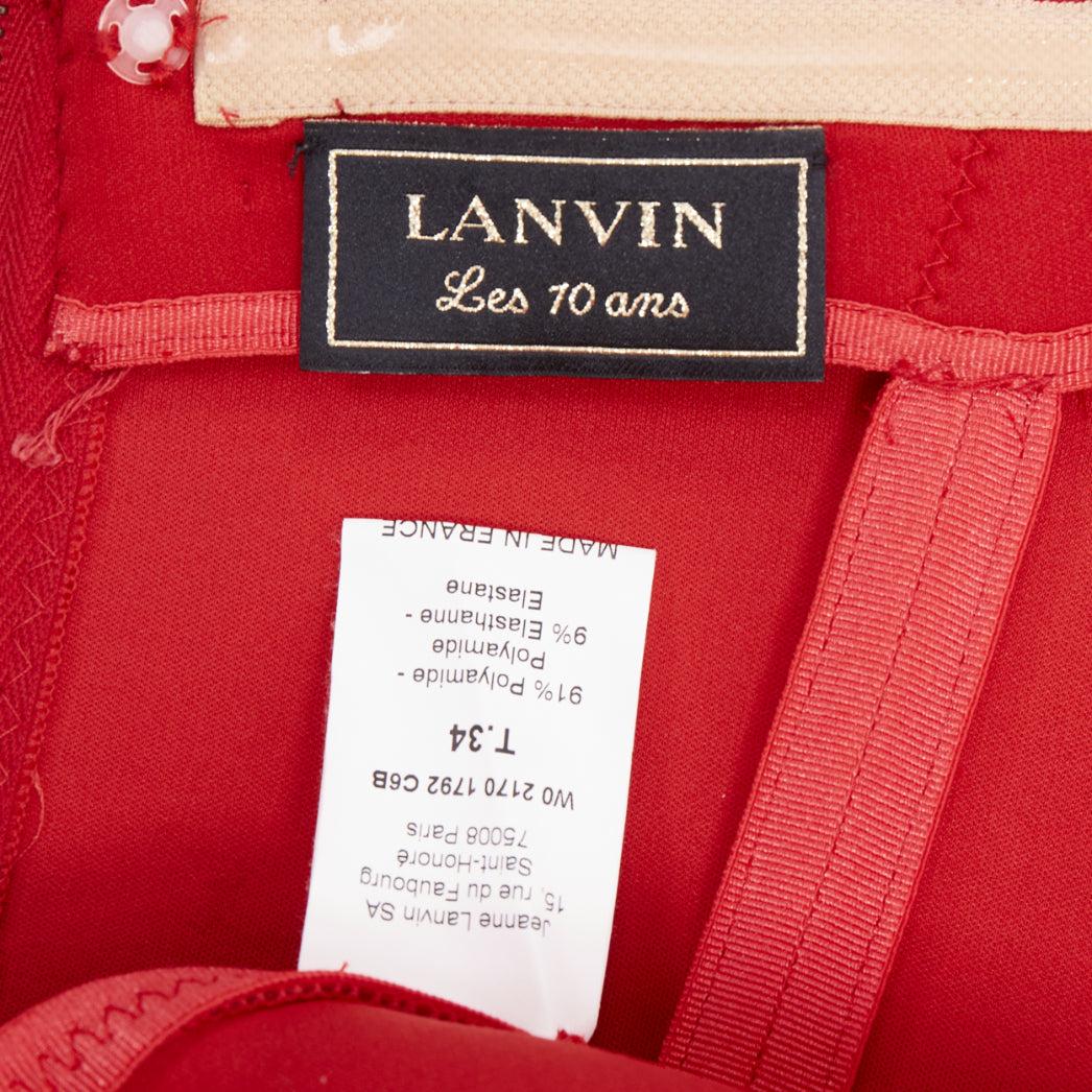 LANVIN Alber Elbaz signature rouge robe péplum en néoprène à bretelles zippée FR34 XS en vente 3