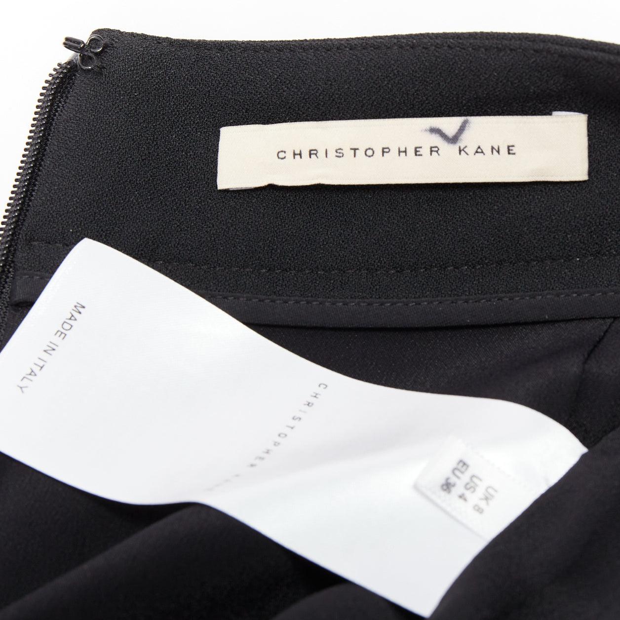 Christopher Kane pantaloni neri in georgette gialla e bianca con frange UK8 S in vendita 3