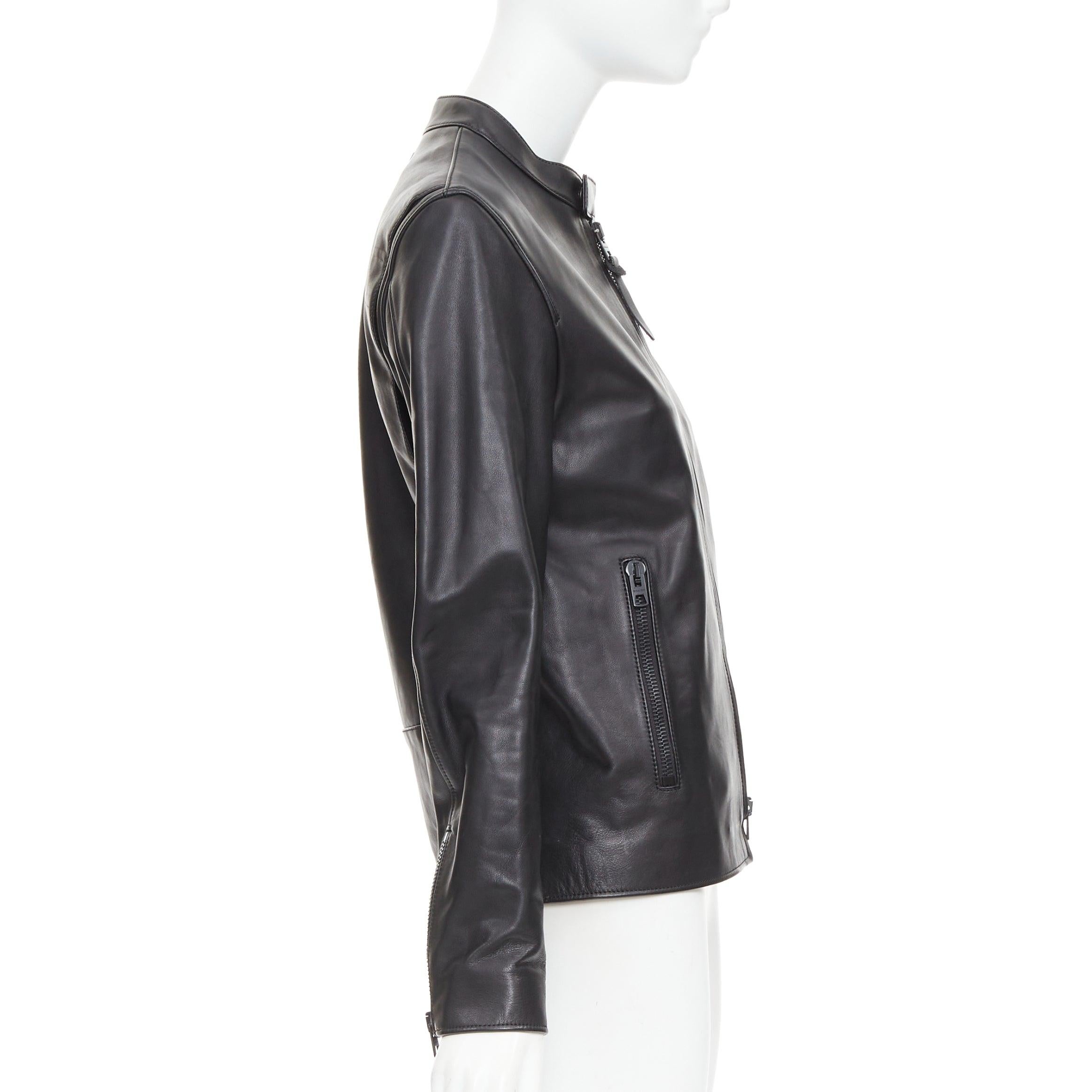COACH Racer, giacca da corsa con zip in pelle nera US0 XS In condizioni buone in vendita a Hong Kong, NT