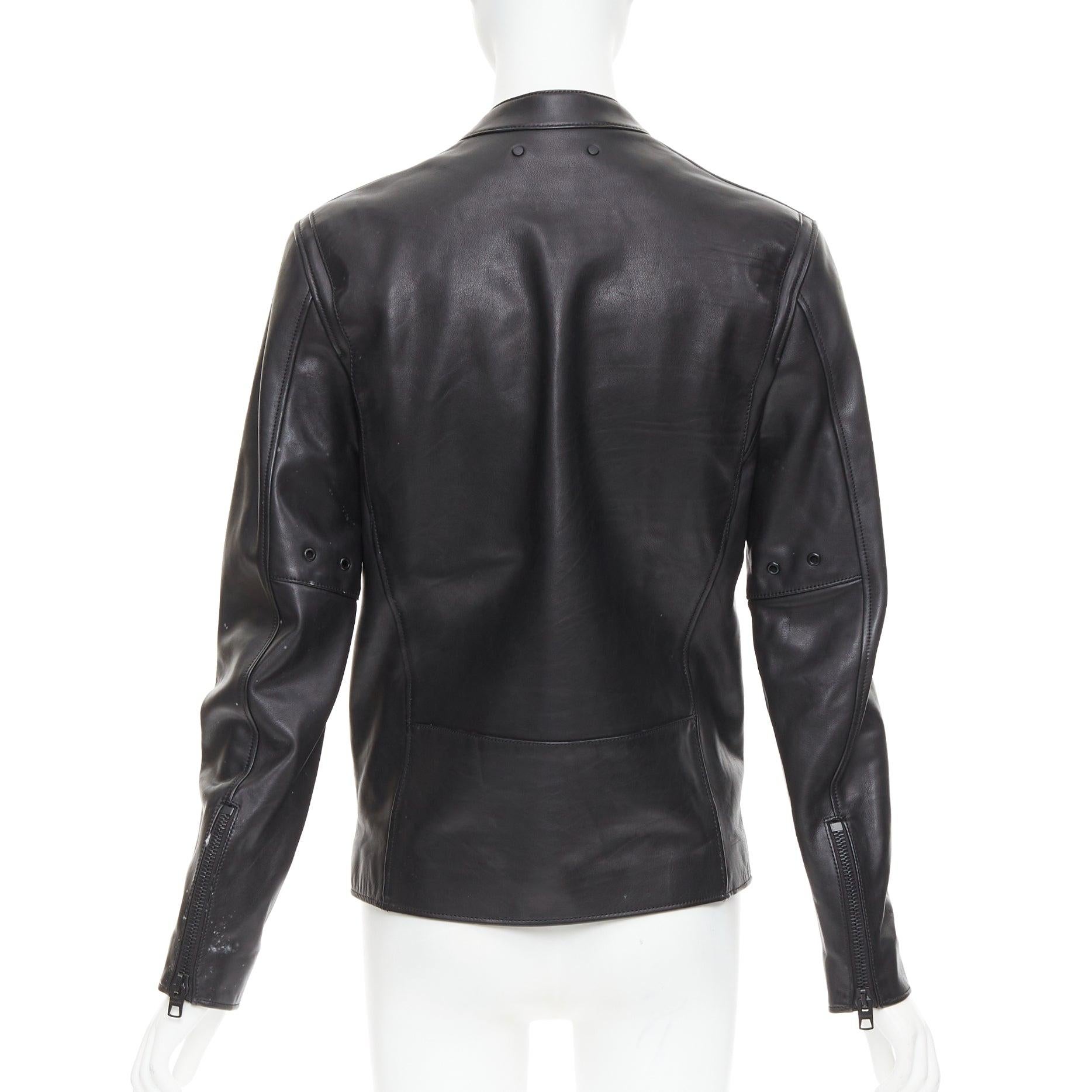 Donna COACH Racer, giacca da corsa con zip in pelle nera US0 XS in vendita