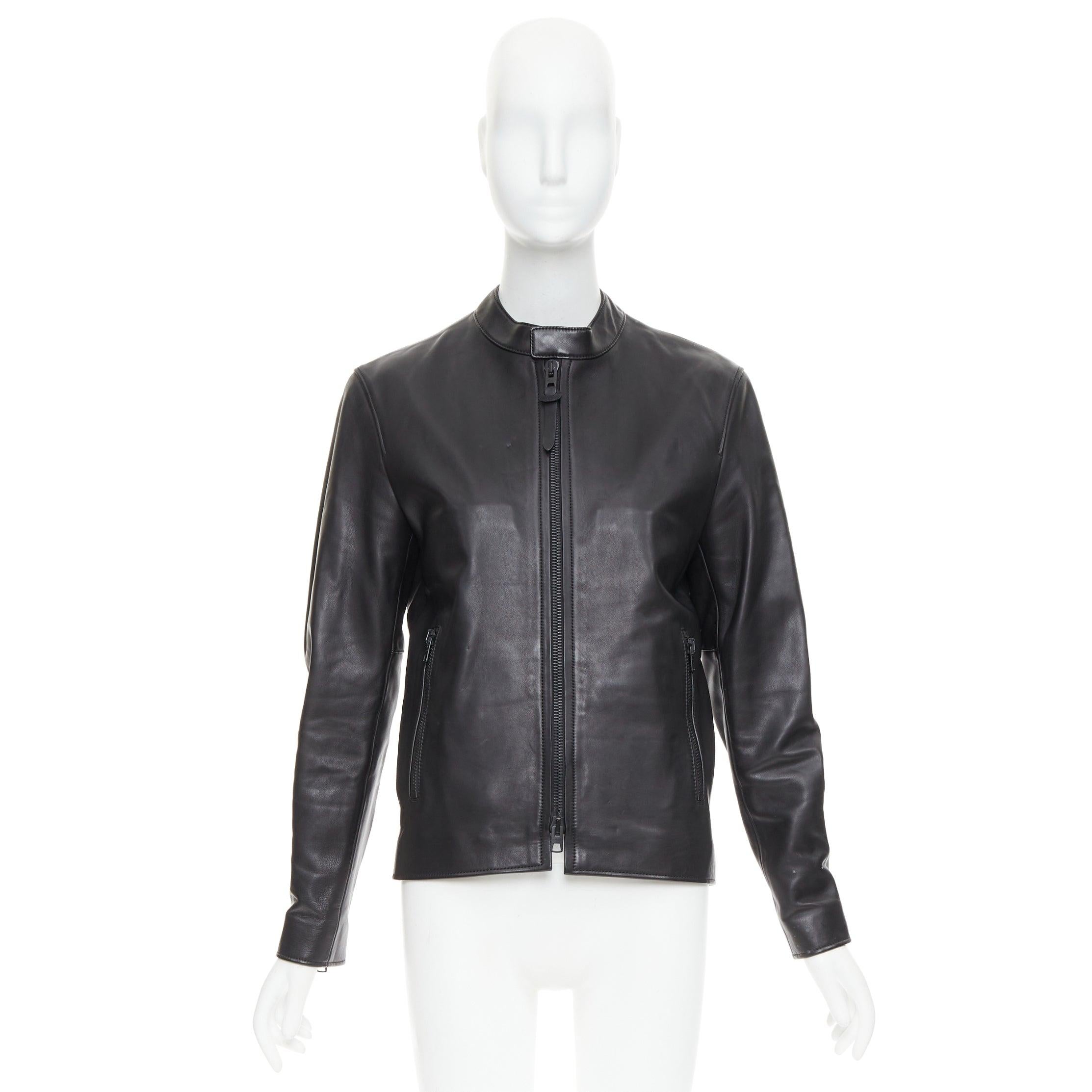 COACH Racer, giacca da corsa con zip in pelle nera US0 XS in vendita 4
