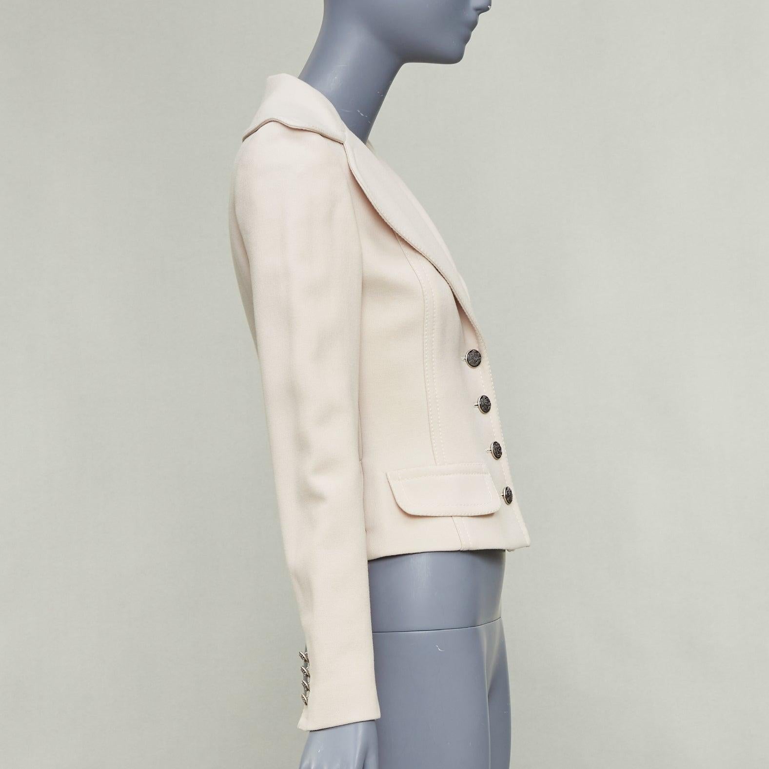 Donna DOLCE GABBANA blazer con collo a tulipano in lana vergine color crema IT36 XXS in vendita