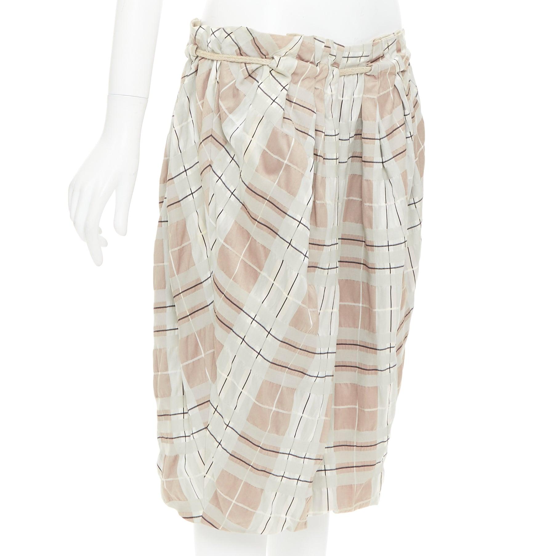 Beige MARNI gonna verde chiaro a quadri in corda con lacci in vita IT38 XS in vendita