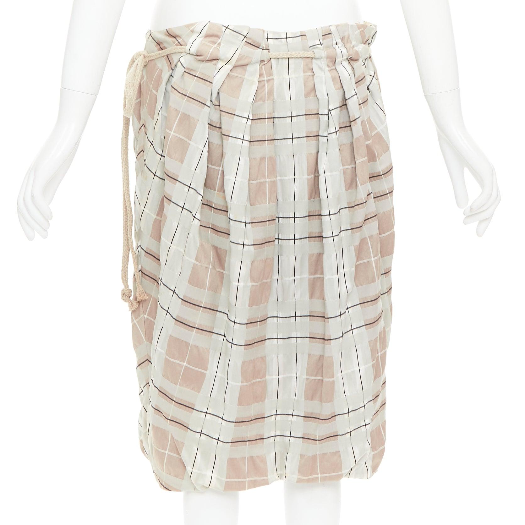 Donna MARNI gonna verde chiaro a quadri in corda con lacci in vita IT38 XS in vendita