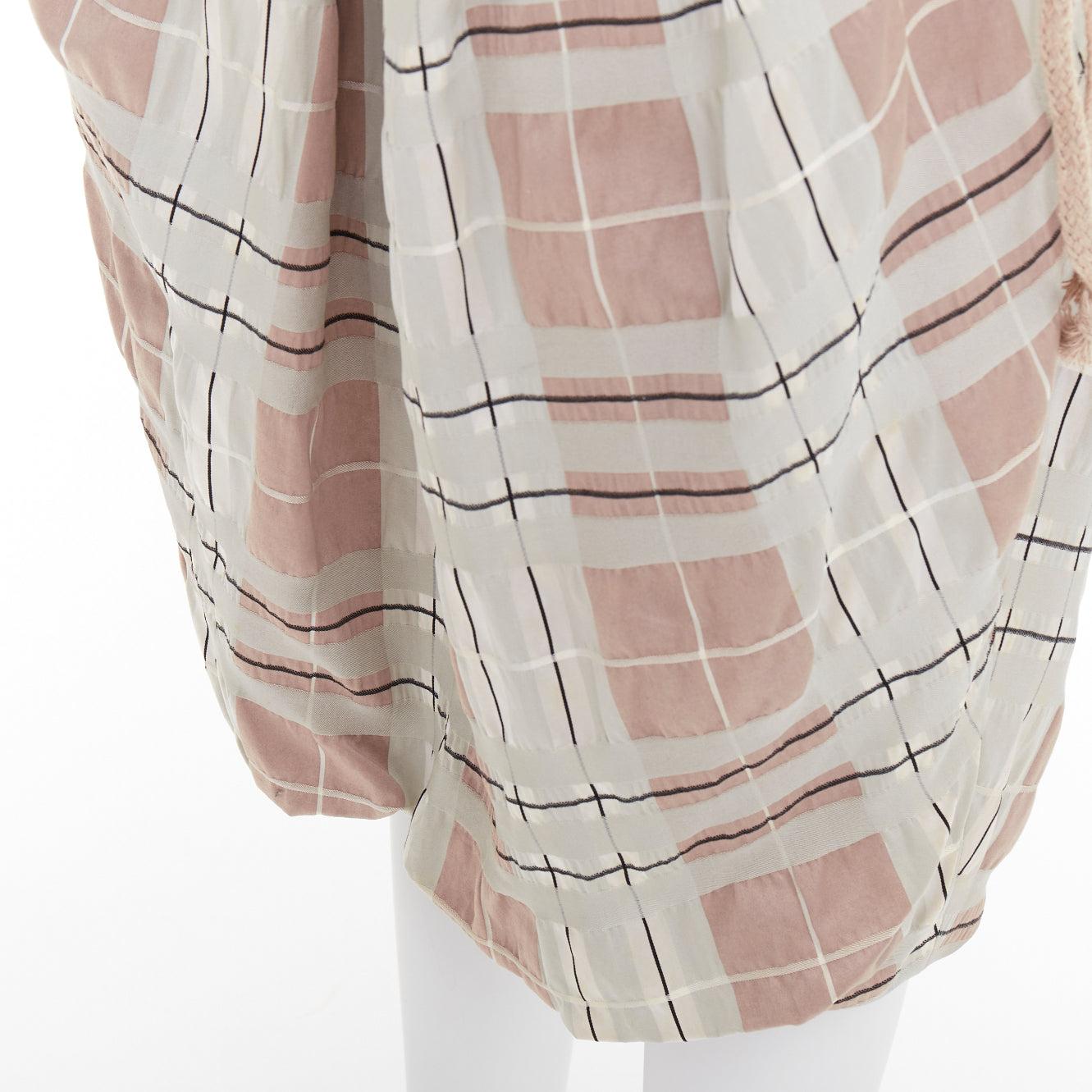 MARNI gonna verde chiaro a quadri in corda con lacci in vita IT38 XS in vendita 2