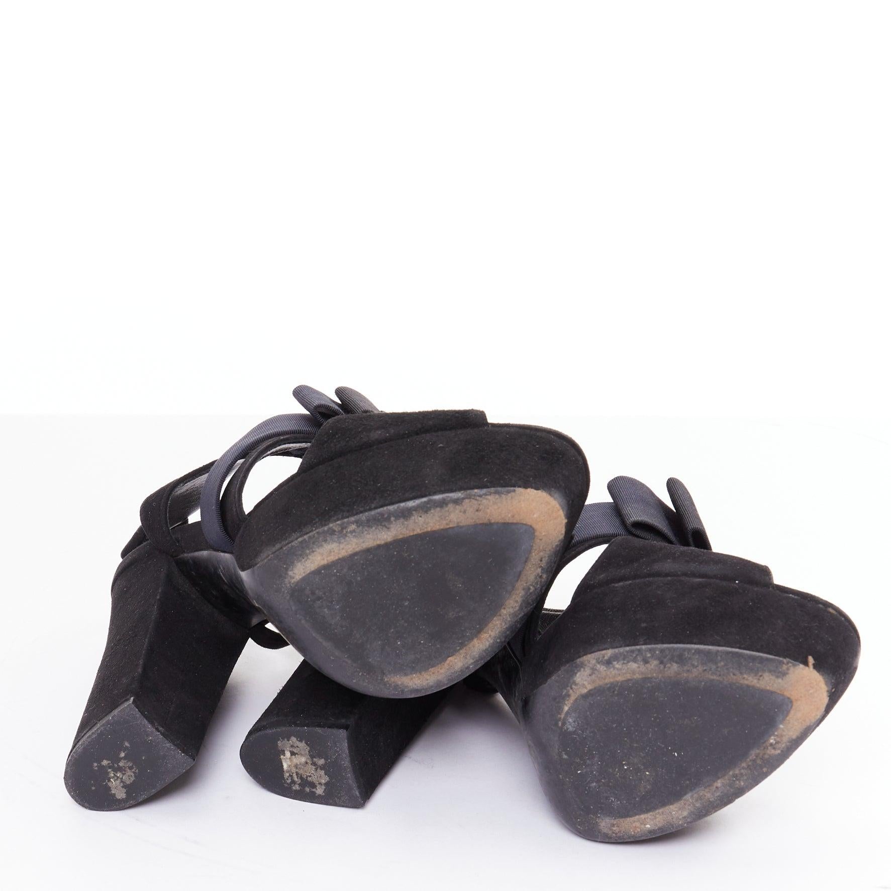MIU MIU nero in pelle scamosciata con fiocco origami e tacchi a spillo EU35 in vendita 6