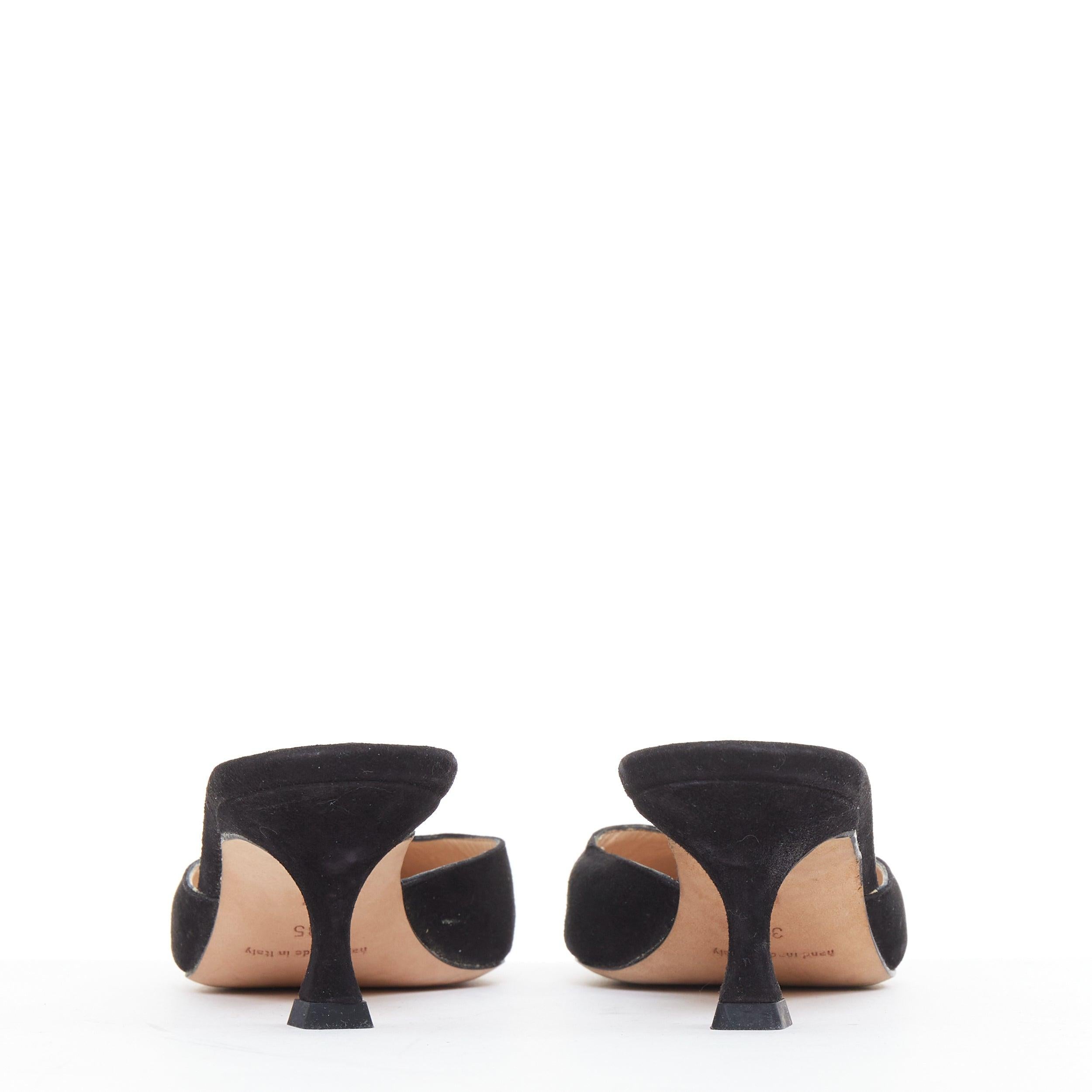 MANOLO BLAHNIK mules en cuir velours noir à bouts pointus et à bobines basses EU36 Pour femmes en vente
