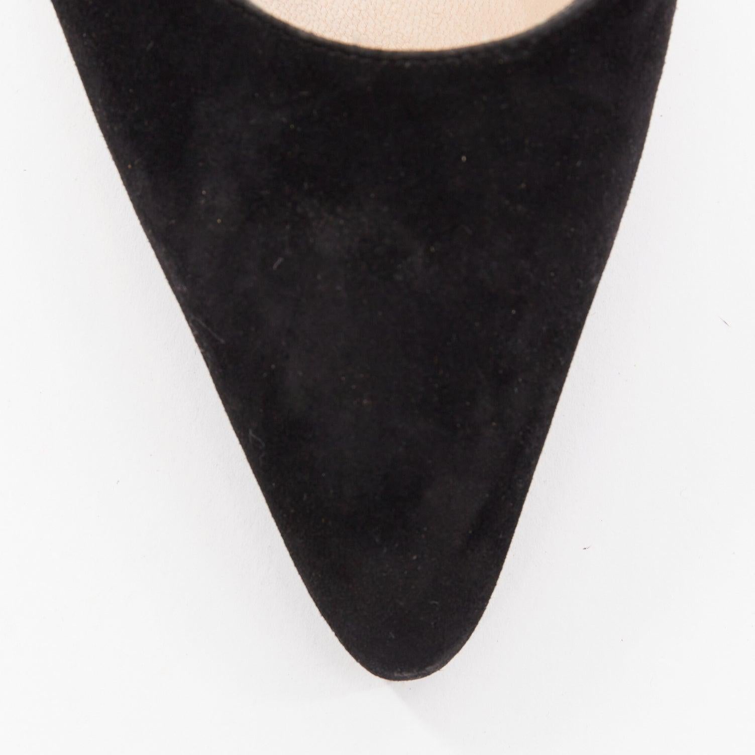 MANOLO BLAHNIK mules en cuir velours noir à bouts pointus et à bobines basses EU36 en vente 1