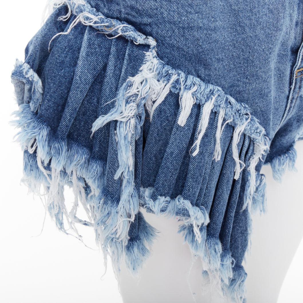 Natasha Zinko mini short taille haute bleu délavé à ourlet effiloché XS en vente 2