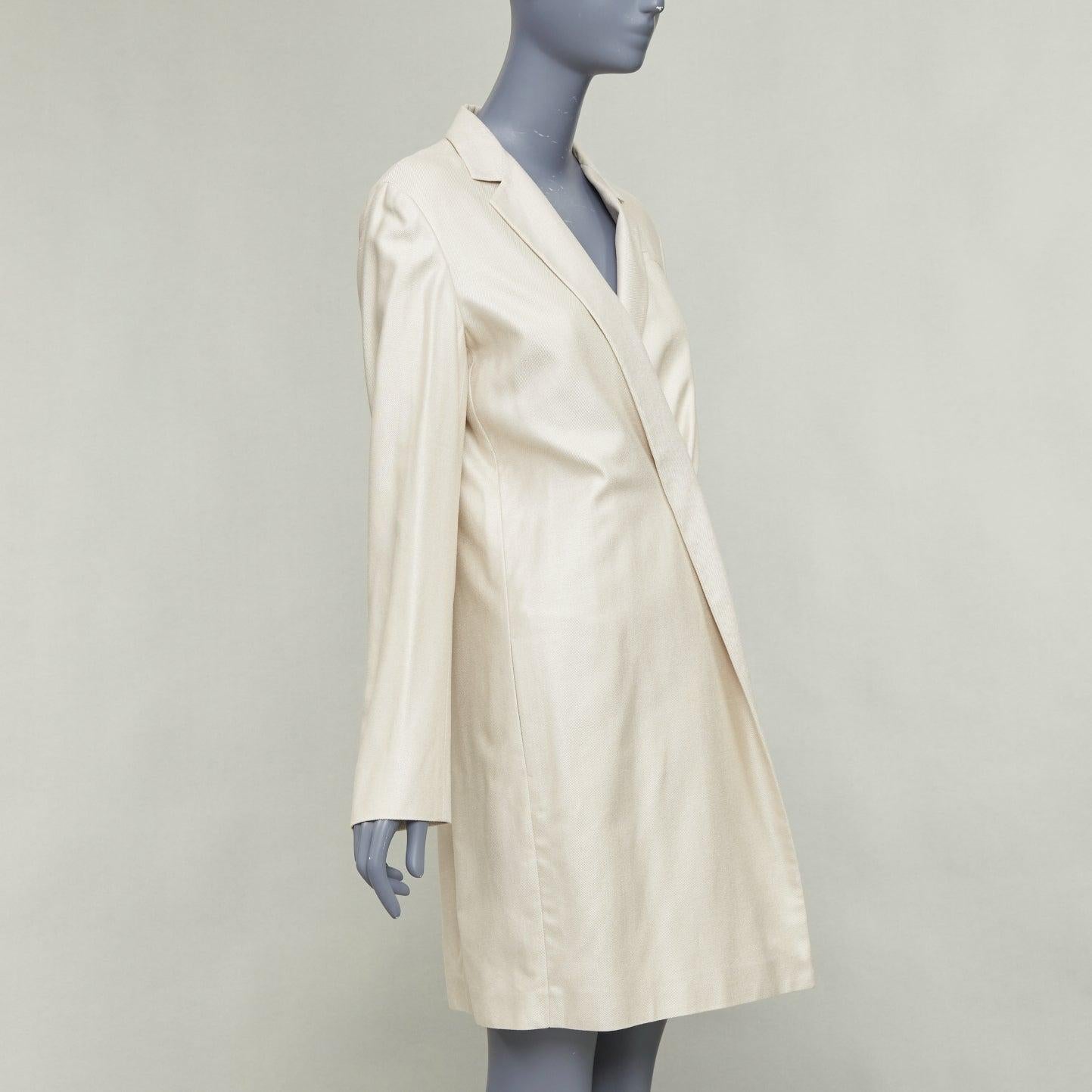 Beige JIL SANDER - Manteau long asymétrique en soie mélangée crème FR38 M en vente