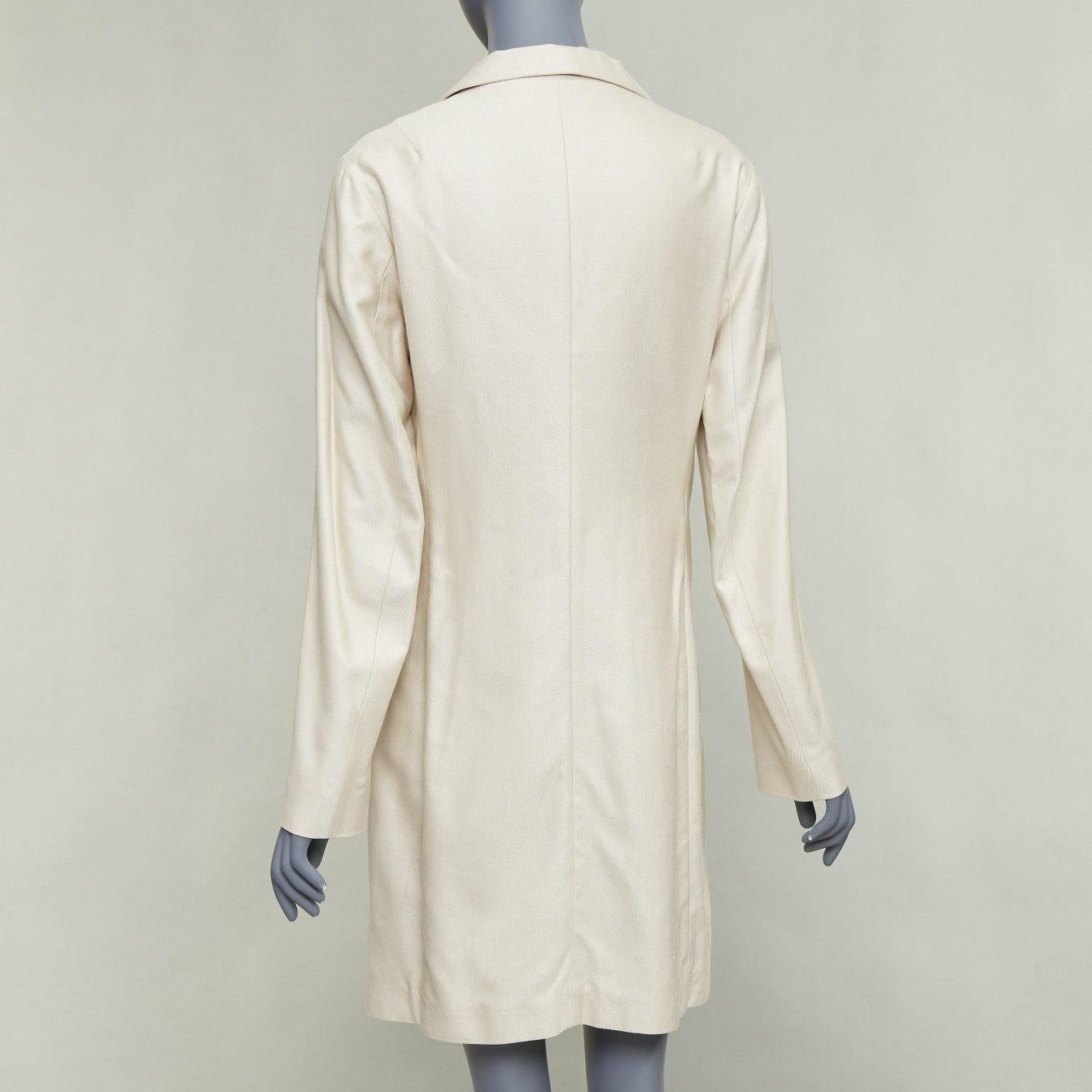JIL SANDER - Manteau long asymétrique en soie mélangée crème FR38 M Pour femmes en vente