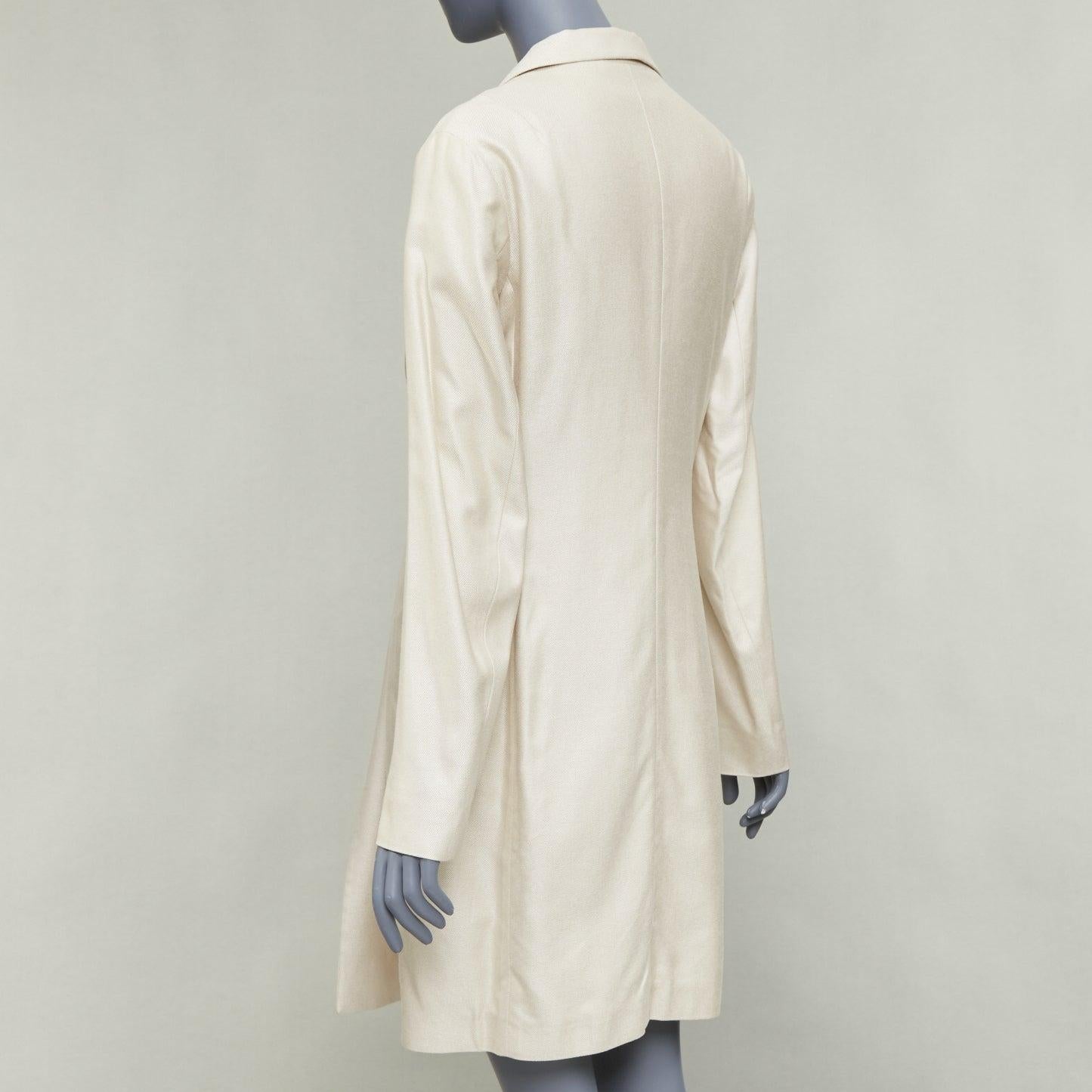 JIL SANDER - Manteau long asymétrique en soie mélangée crème FR38 M en vente 1