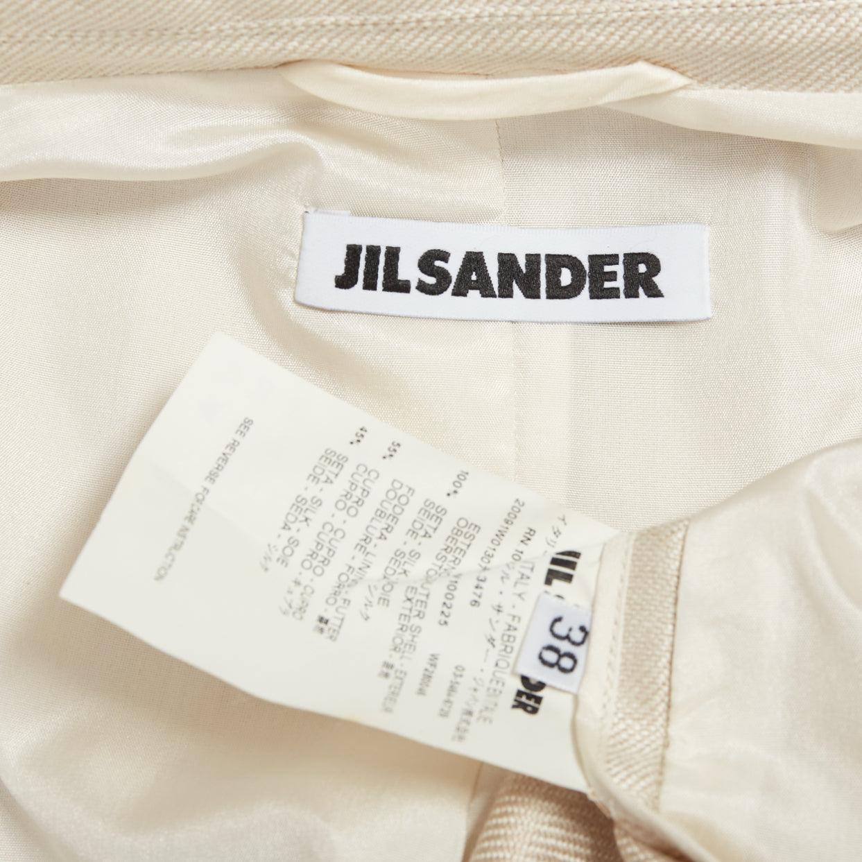 JIL SANDER - Manteau long asymétrique en soie mélangée crème FR38 M en vente 3