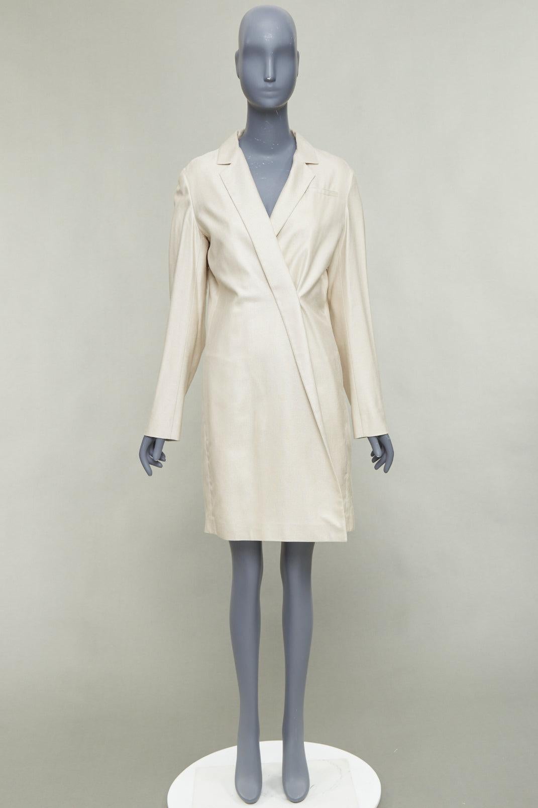 JIL SANDER - Manteau long asymétrique en soie mélangée crème FR38 M en vente 4