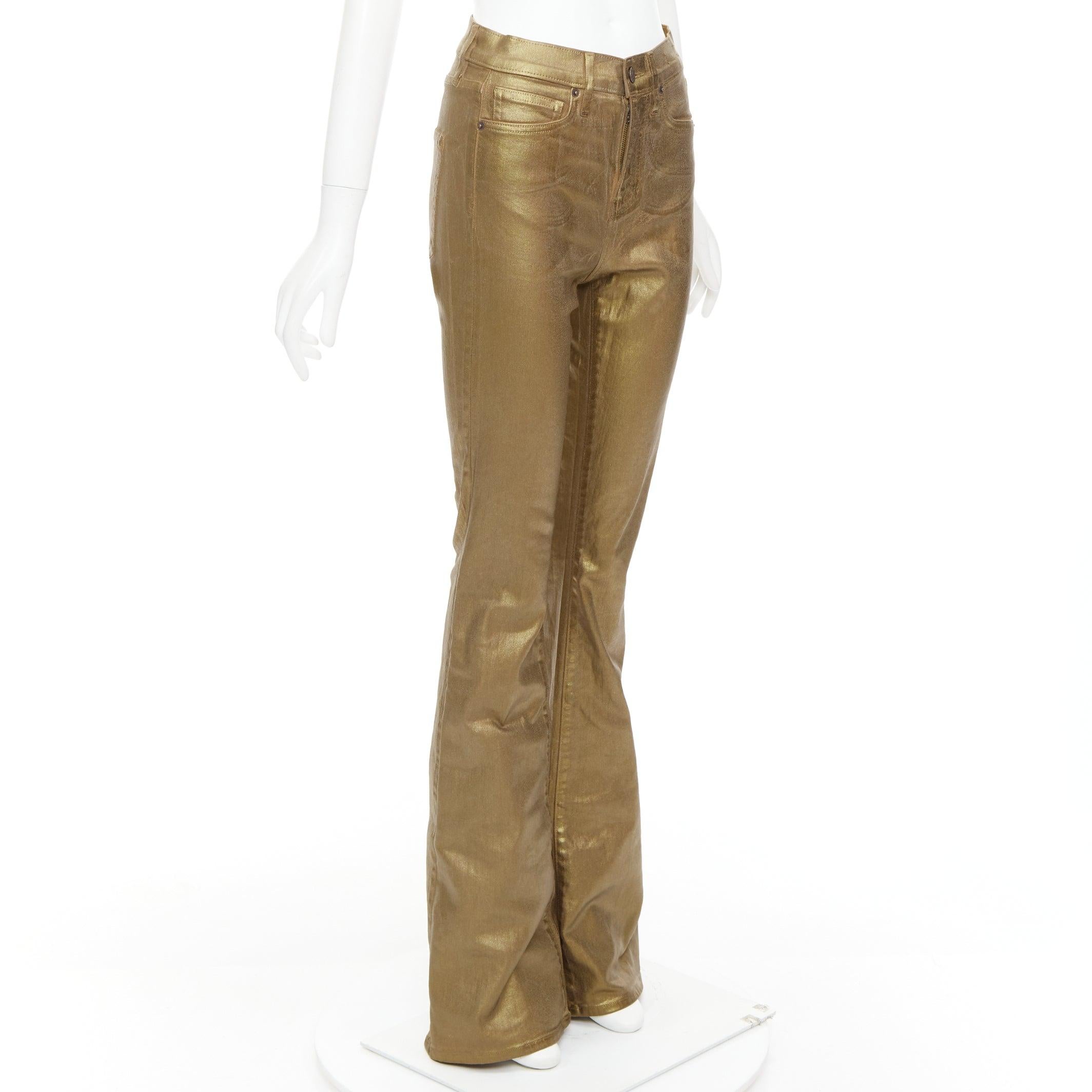 VERONICA BEARD Vaqueros acampanados Beverley Skinny Flare de algodón con revestimiento dorado 24 Marrón en venta
