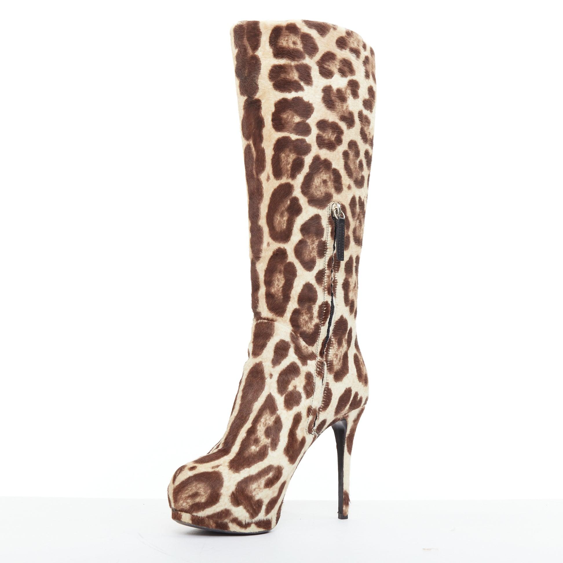 GIUSEPPE ZANOTTI bottes à talon haut imprimé léopard nude marron EU36.5 Bon état - En vente à Hong Kong, NT