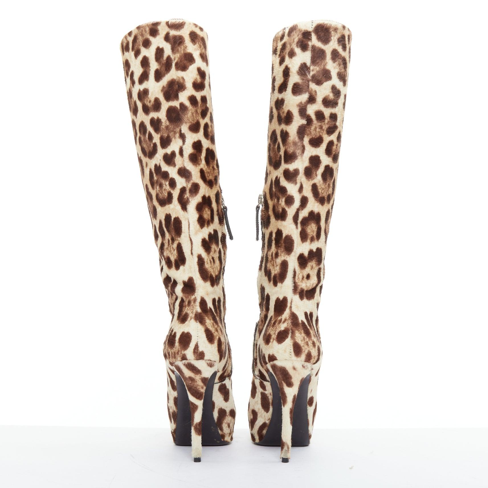 GIUSEPPE ZANOTTI bottes à talon haut imprimé léopard nude marron EU36.5 Pour femmes en vente