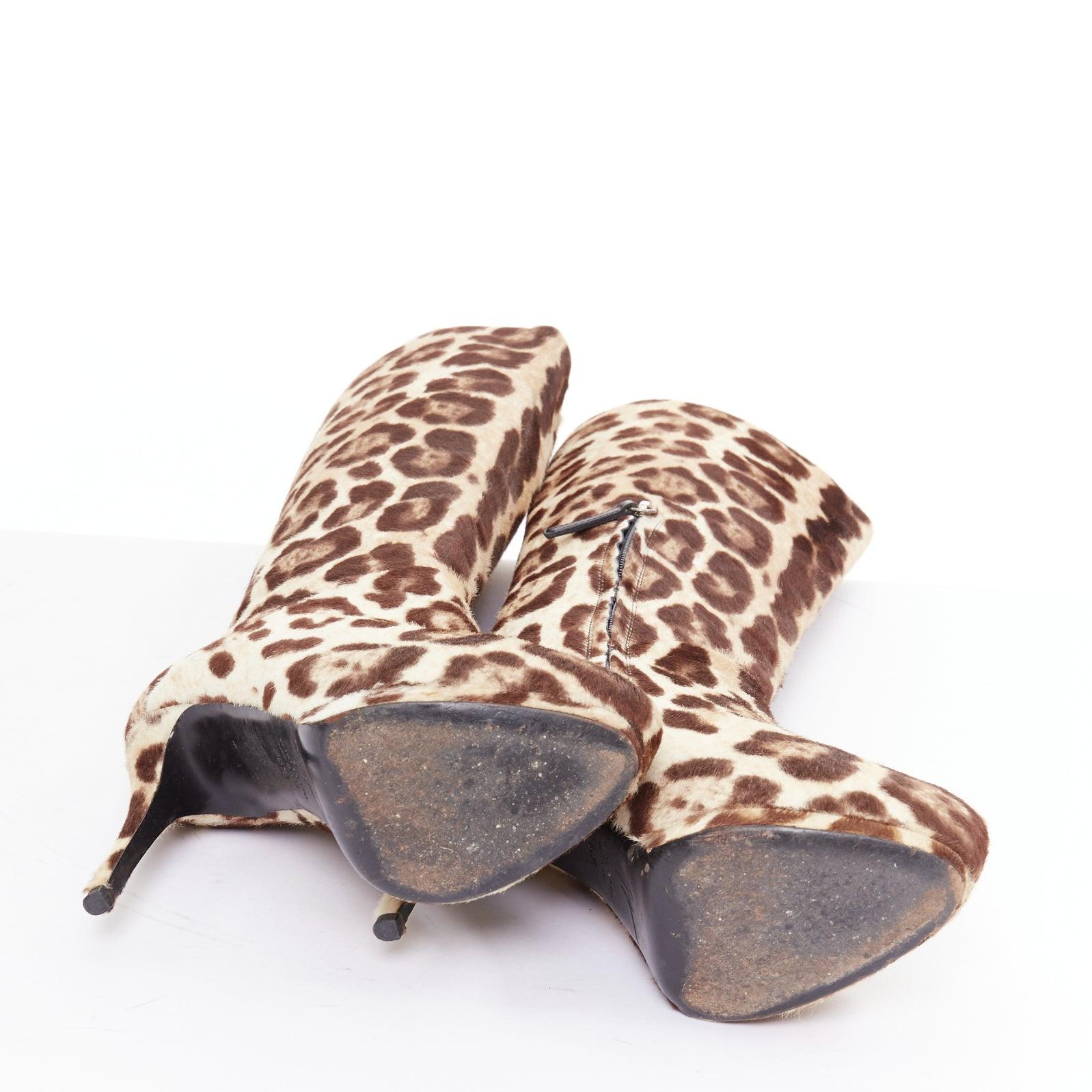 GIUSEPPE ZANOTTI bottes à talon haut imprimé léopard nude marron EU36.5 en vente 5