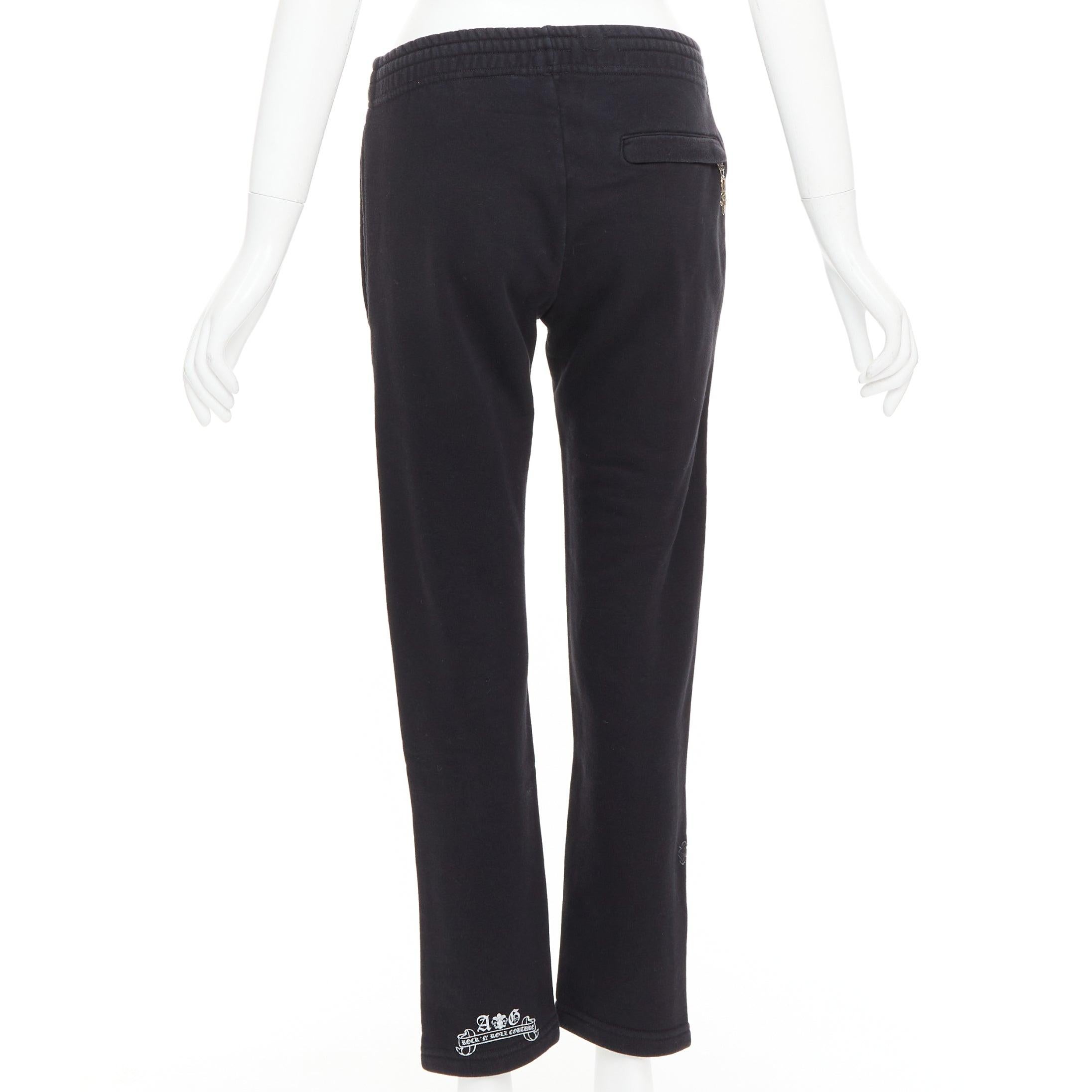 Donna A&G JAPAN pantaloni in cotone nero con stampa logo Dagger argento con zip XS in vendita