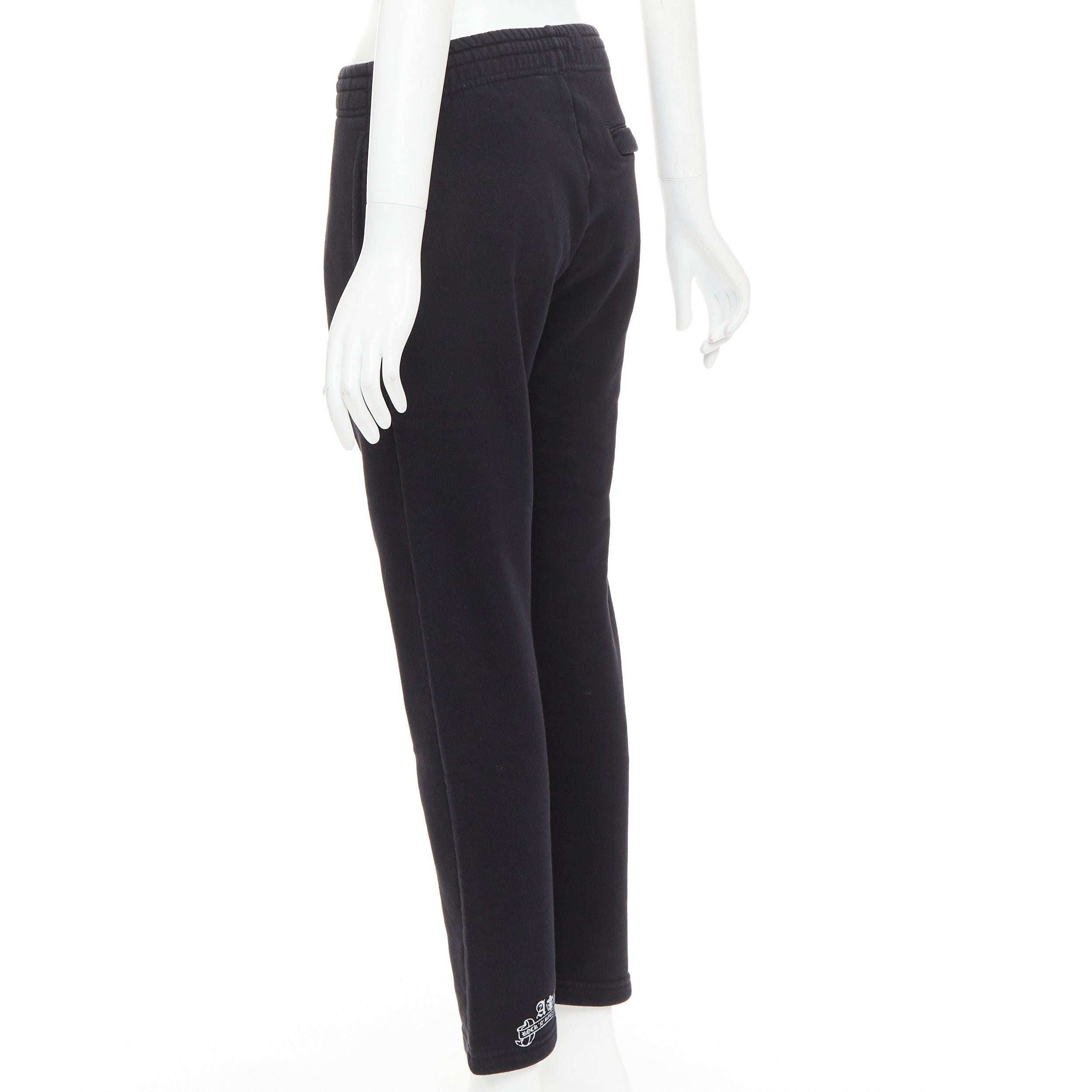 A&G JAPAN pantaloni in cotone nero con stampa logo Dagger argento con zip XS in vendita 1