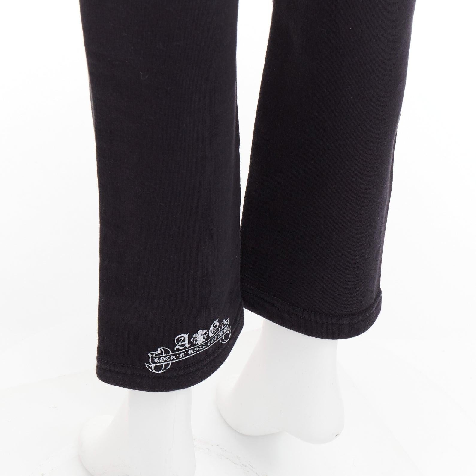 A&G JAPAN pantaloni in cotone nero con stampa logo Dagger argento con zip XS in vendita 2