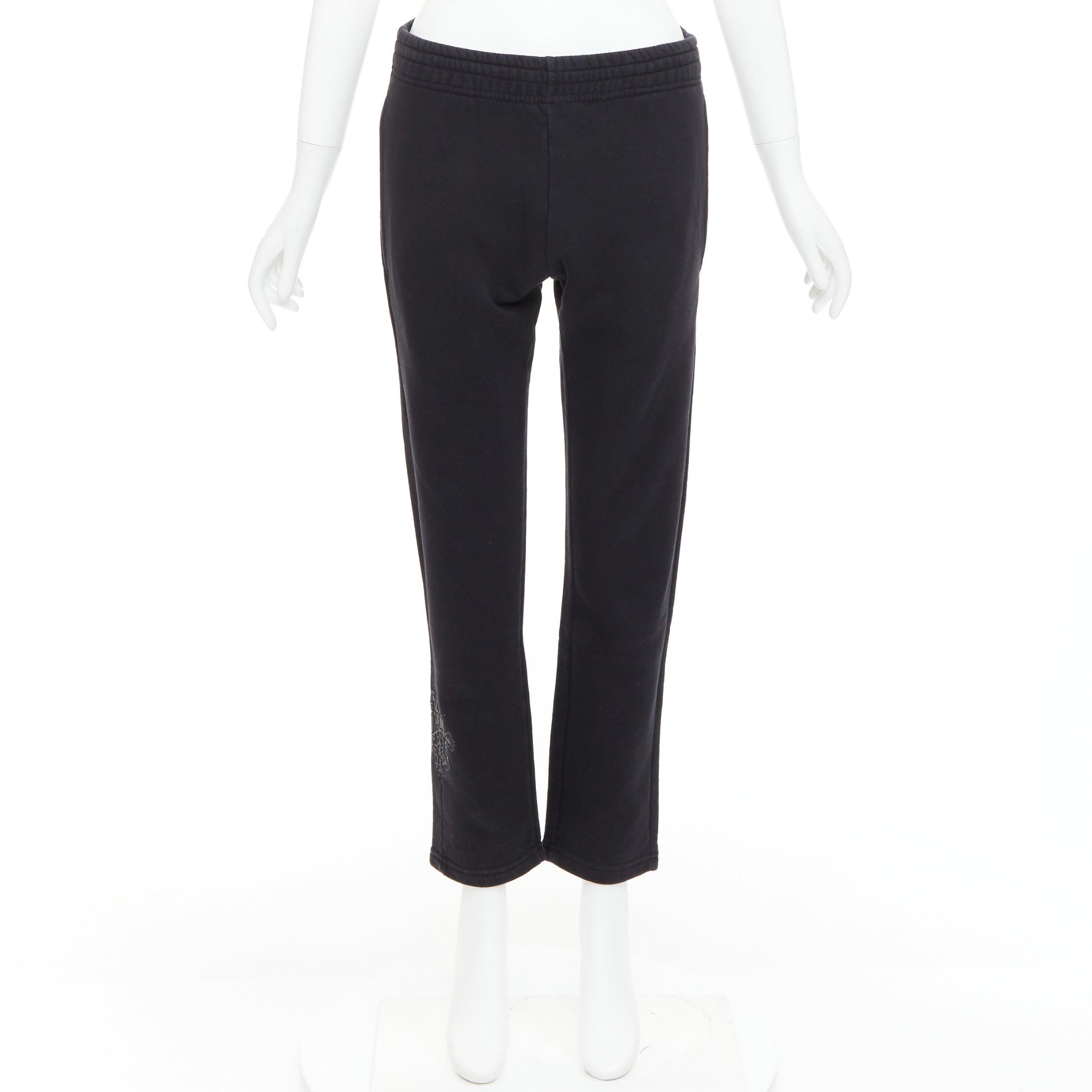A&G JAPAN pantaloni in cotone nero con stampa logo Dagger argento con zip XS in vendita 4