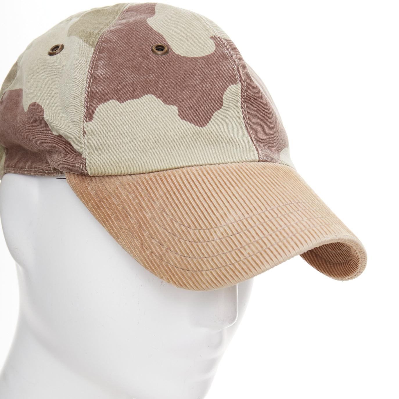 A.P.C. cappello da baseball a becco di velluto a coste color cachi cammello S in vendita 2