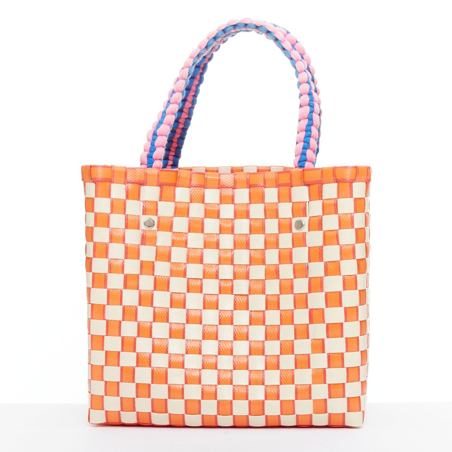 MARNI Panier orange crème paille marron cuir étiquette corde sac poignée supérieure Pour femmes en vente