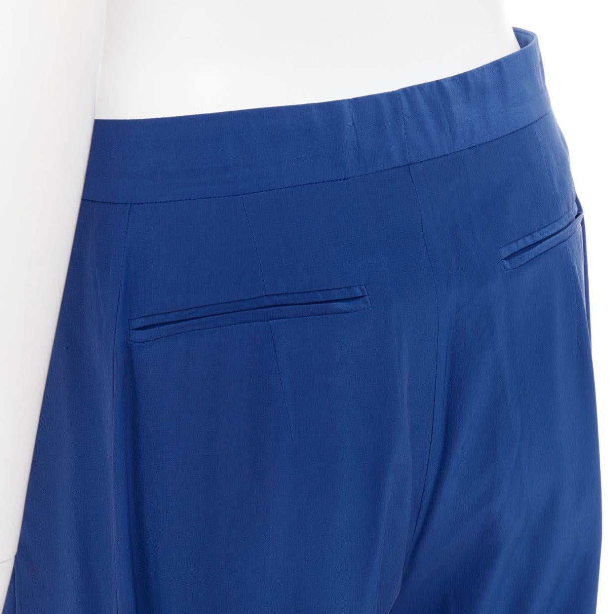 Vecchi Celine Phoebe Philo pantaloni affusolati con mezza zip in seta blu FR34 XS in vendita 2