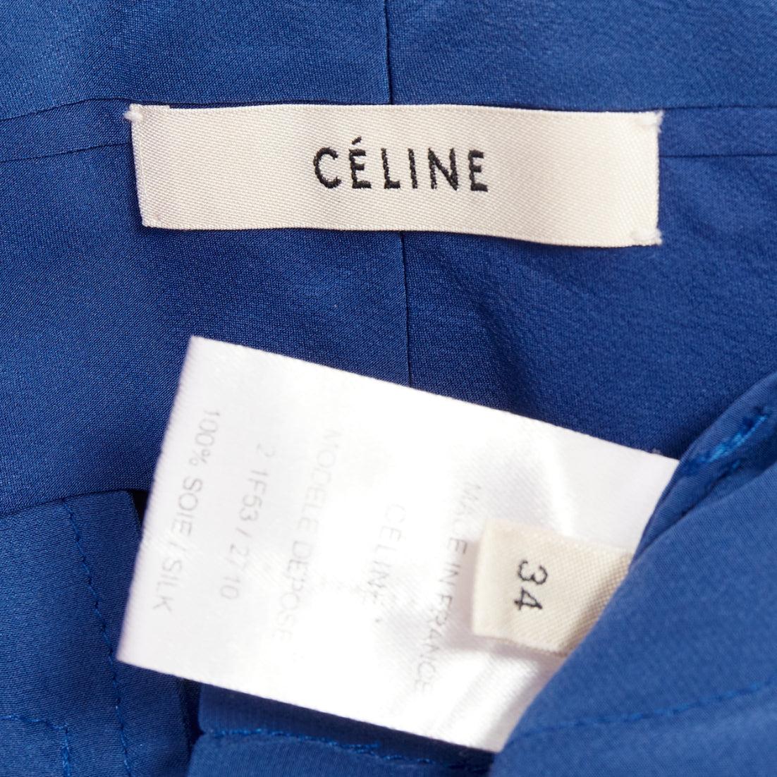 Vecchi Celine Phoebe Philo pantaloni affusolati con mezza zip in seta blu FR34 XS in vendita 3