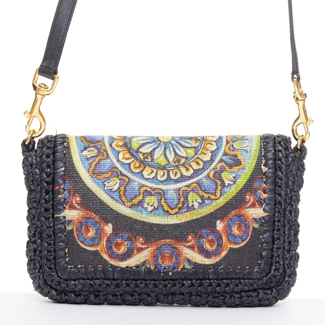 Dolce & Gabbana 2013 Runway navy raffia braid baroque gold lock crossbody bag Pour femmes en vente