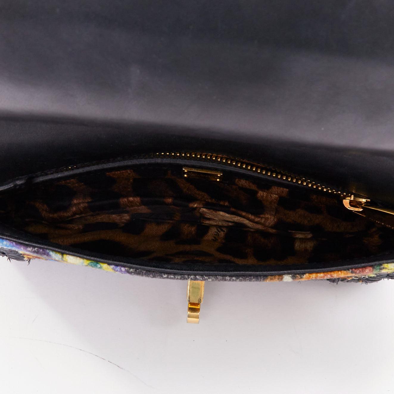 Dolce & Gabbana 2013 Runway navy raffia braid baroque gold lock crossbody bag en vente 4