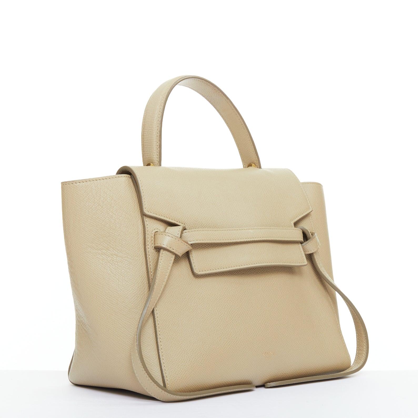 Beige CELINE Mini Belt, borsa in pelle di vitello beige con manico passante in vendita