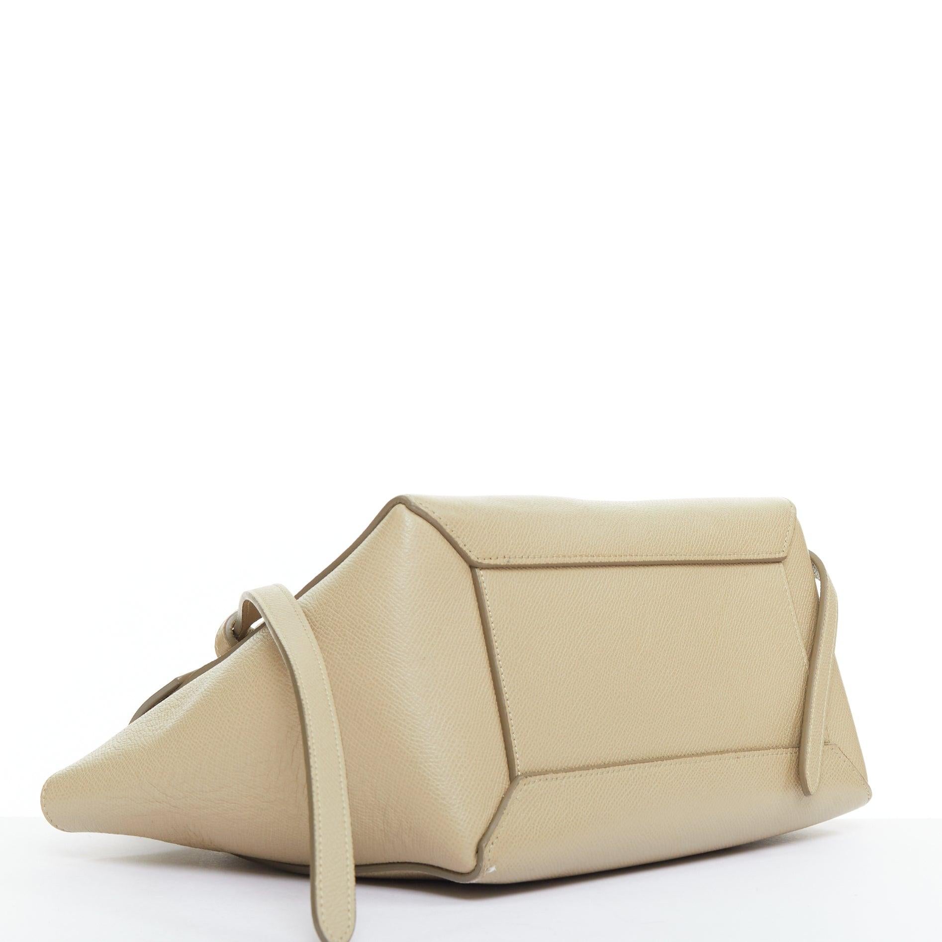 CELINE Mini Belt, borsa in pelle di vitello beige con manico passante in vendita 1