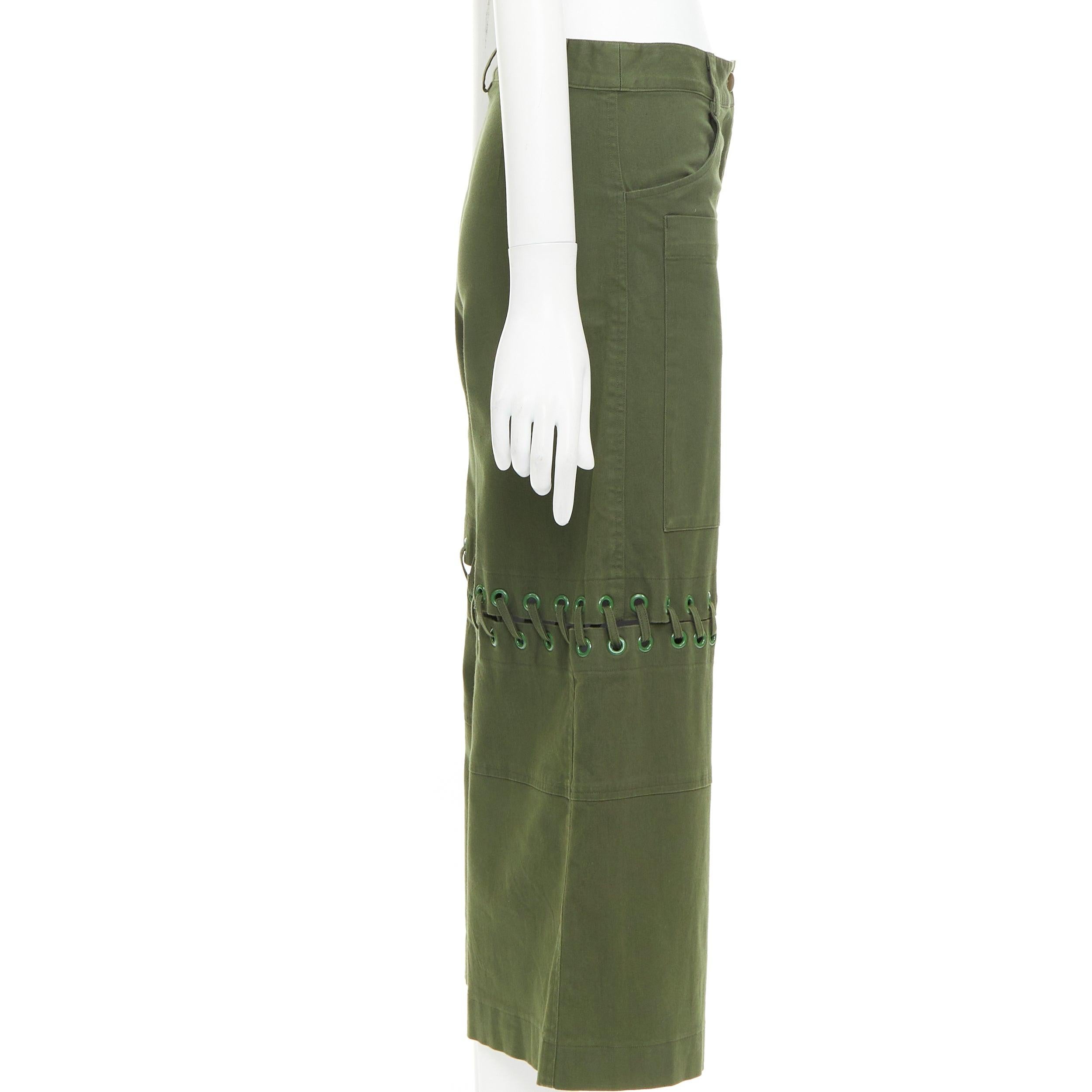 ROSIE ASSOULINE pantalon culotte à genoux tissé en dentelle à œillets verte US2 S Pour femmes en vente