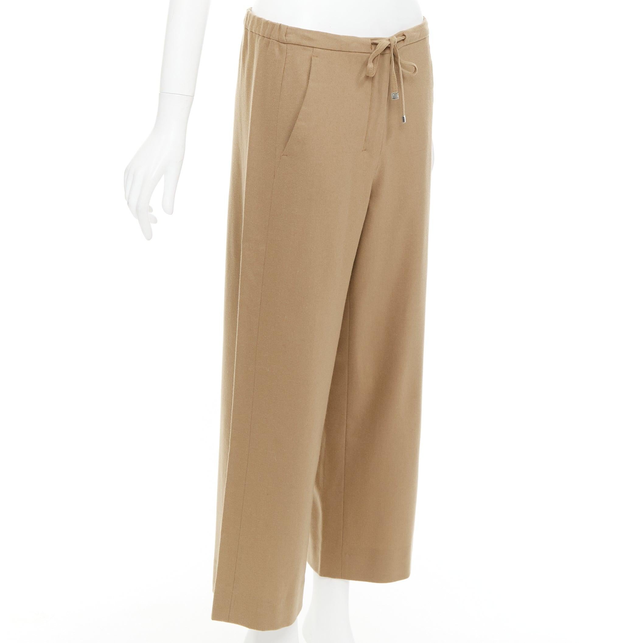 MAX MARA ' camel Schurwollmischung Kordelzug Taille weites Bein abgeschnittene Hose 32