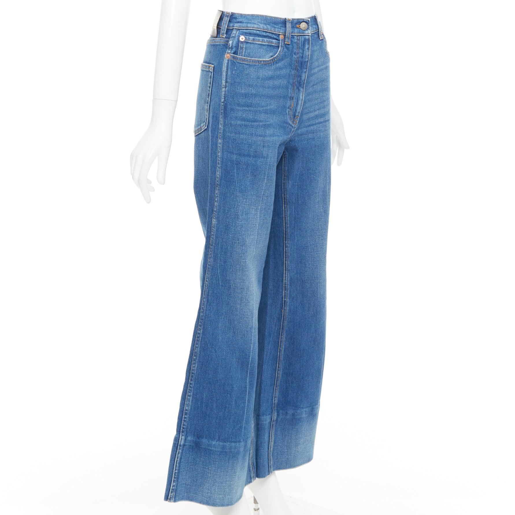 Bleu GUCCI Alessandro Michele 2021 logo rouge jean évasé en denim bleu 25
