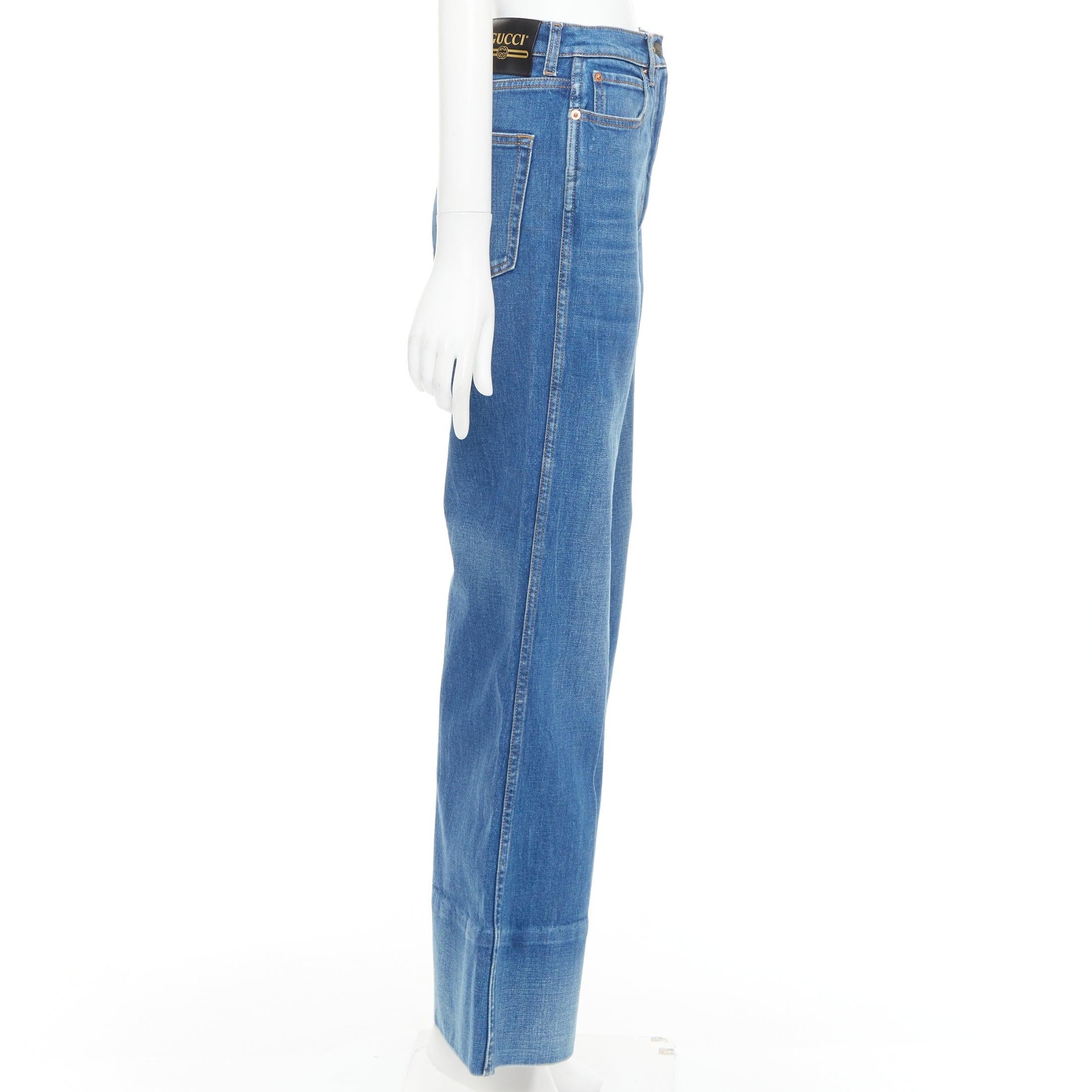 GUCCI Alessandro Michele 2021 logo rouge jean évasé en denim bleu 25