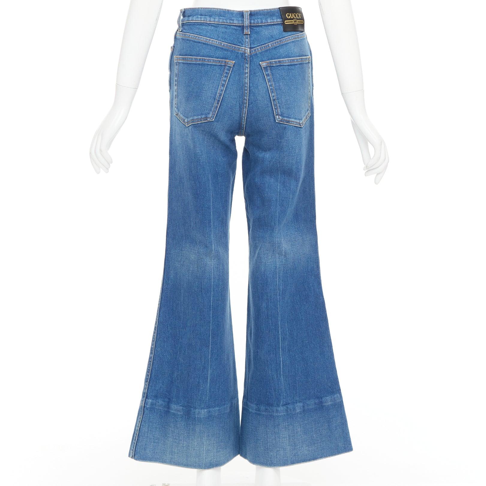 GUCCI Alessandro Michele 2021 logo rouge jean évasé en denim bleu 25