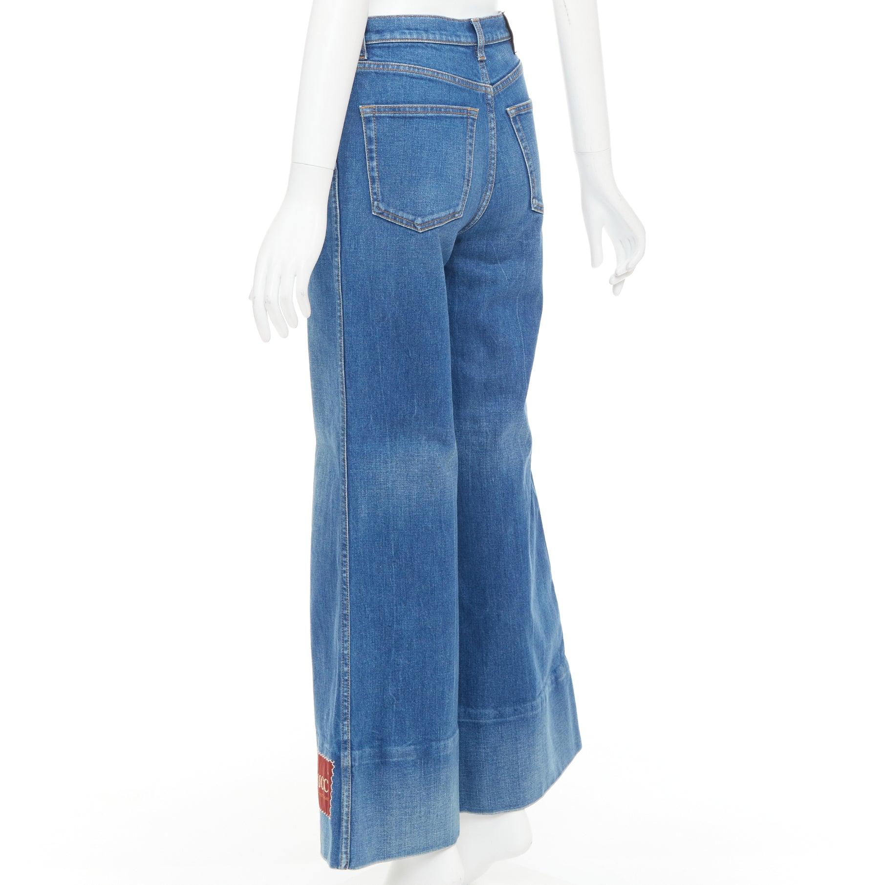 GUCCI Alessandro Michele 2021 logo rouge jean évasé en denim bleu 25