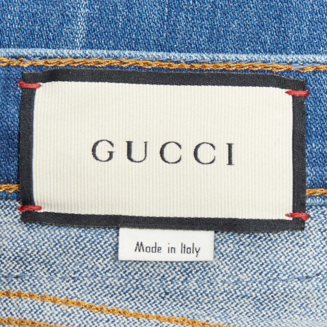 GUCCI Alessandro Michele 2021 logo rouge jean évasé en denim bleu 25