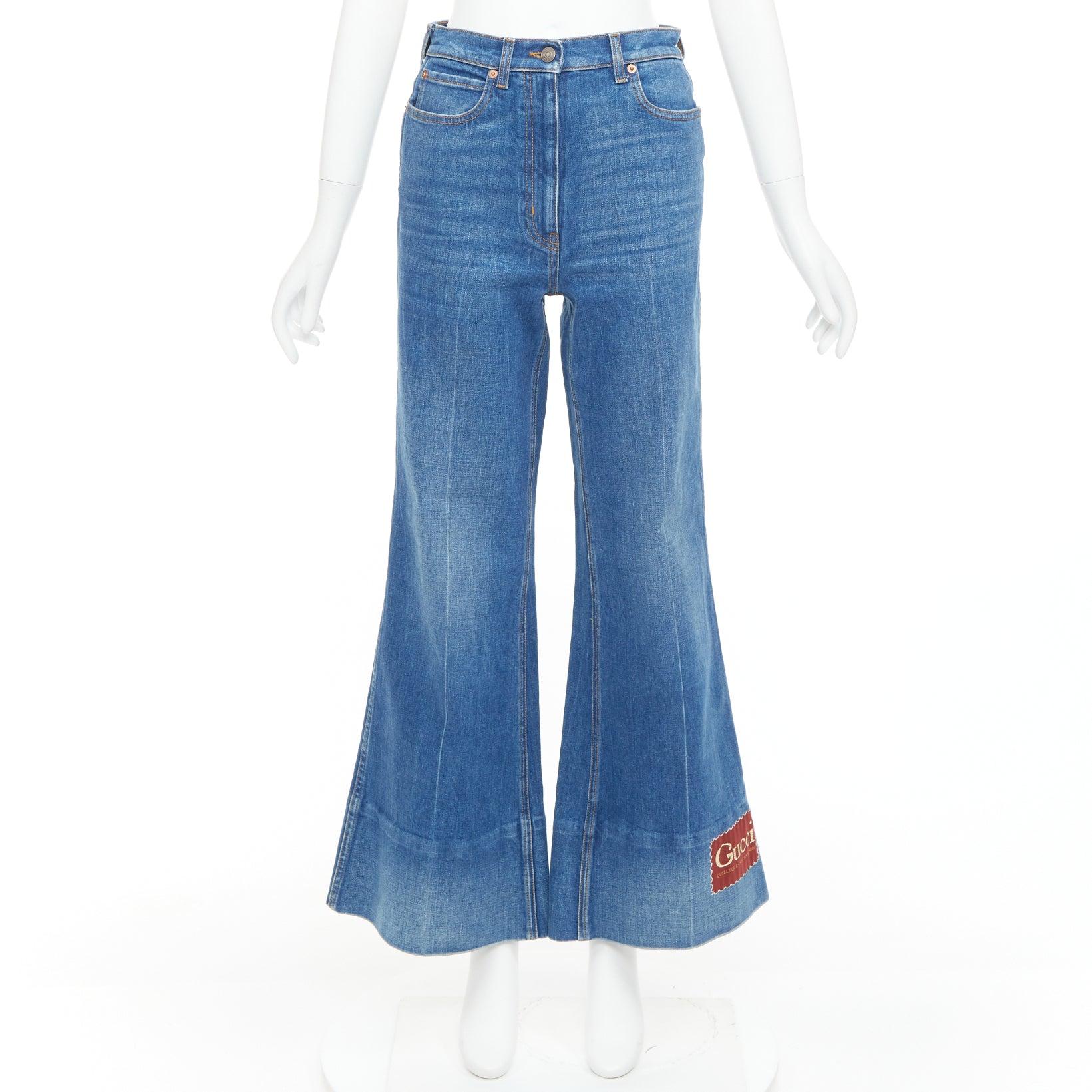 GUCCI Alessandro Michele 2021 logo rouge jean évasé en denim bleu 25