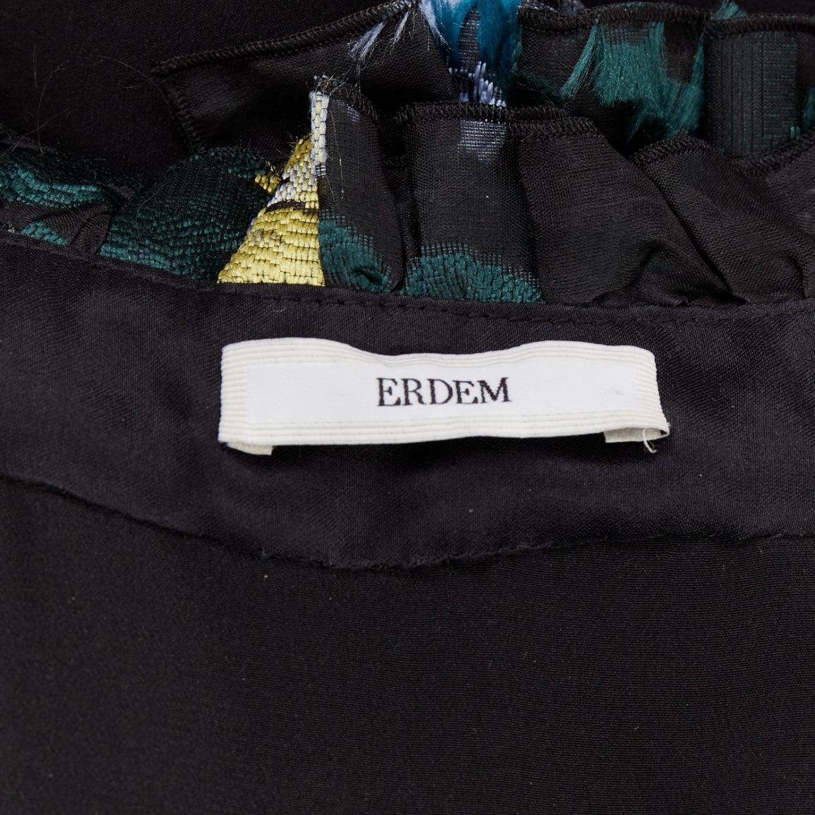 Erdem 2015 Runway noir vert bleu robe à épaules froides en jacquard diaphane. en vente 3