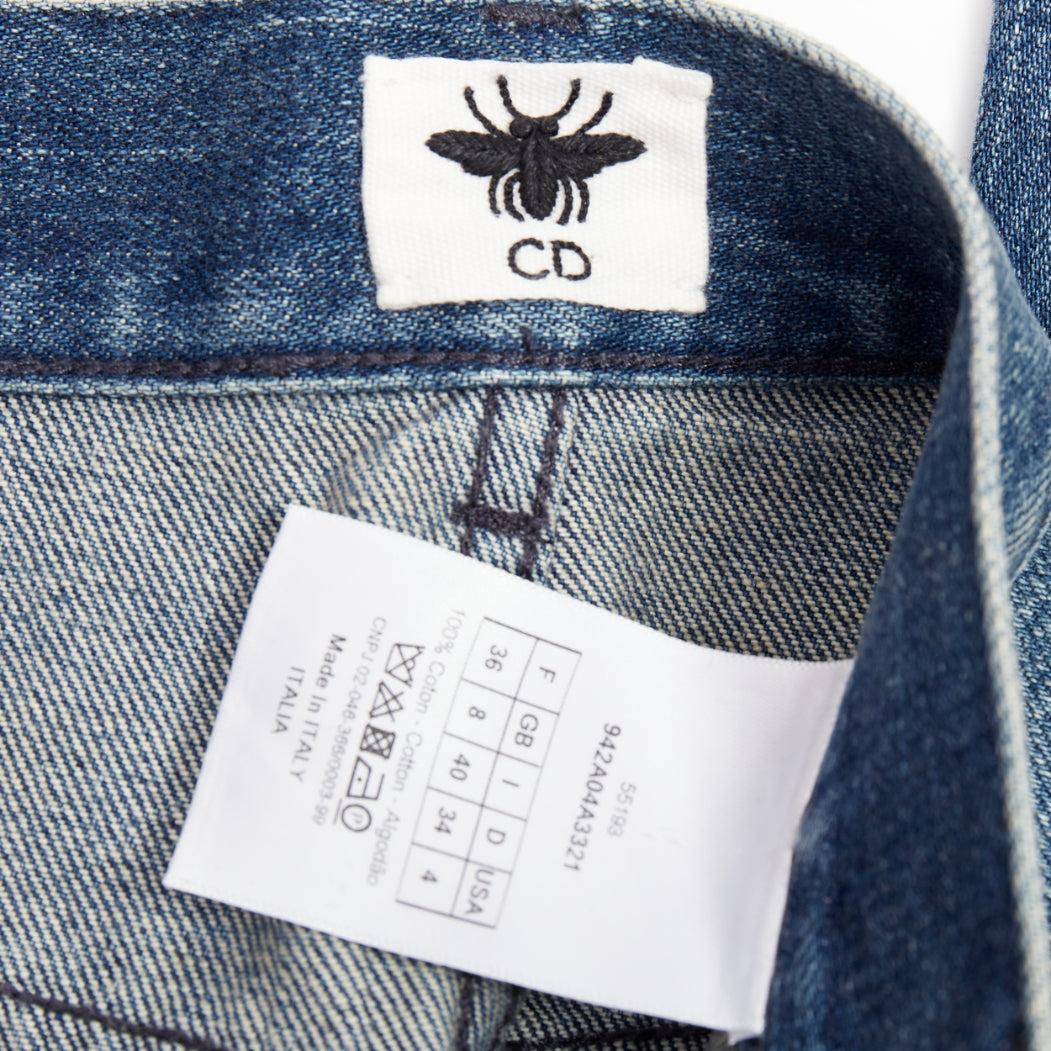 CHRISTIAN DIOR jean large cropped bleu foncé délavé à poches arrondies FR36 S en vente 3